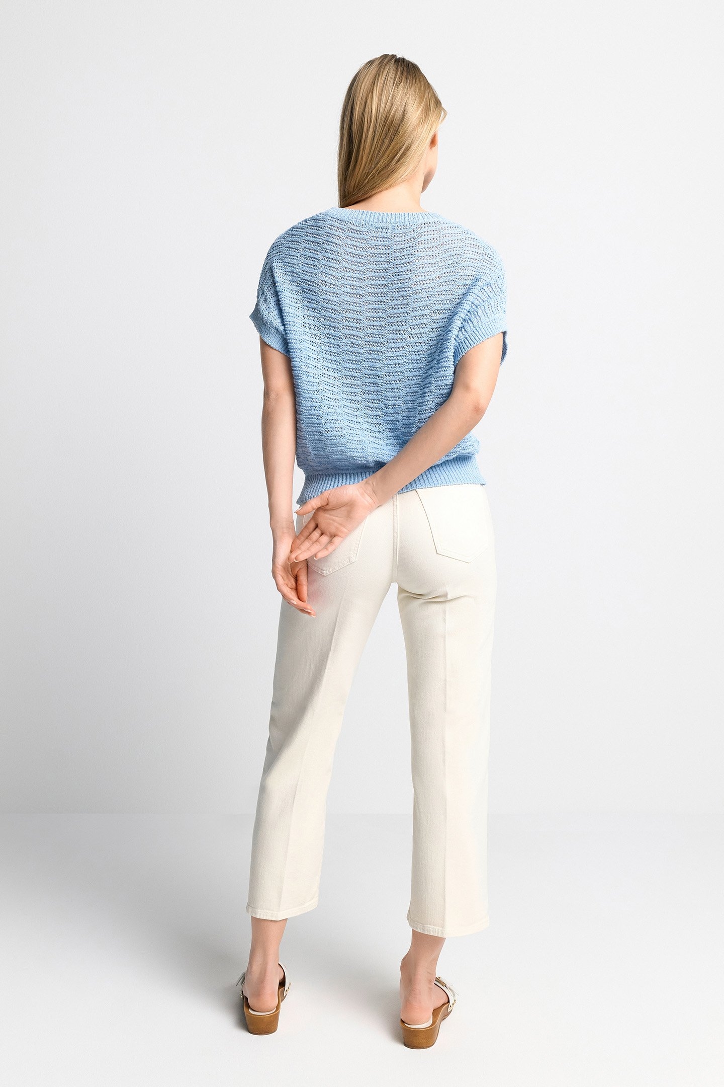 SLEEVELESS TAPE YARN CREW-NECK COTTON BLUE 3