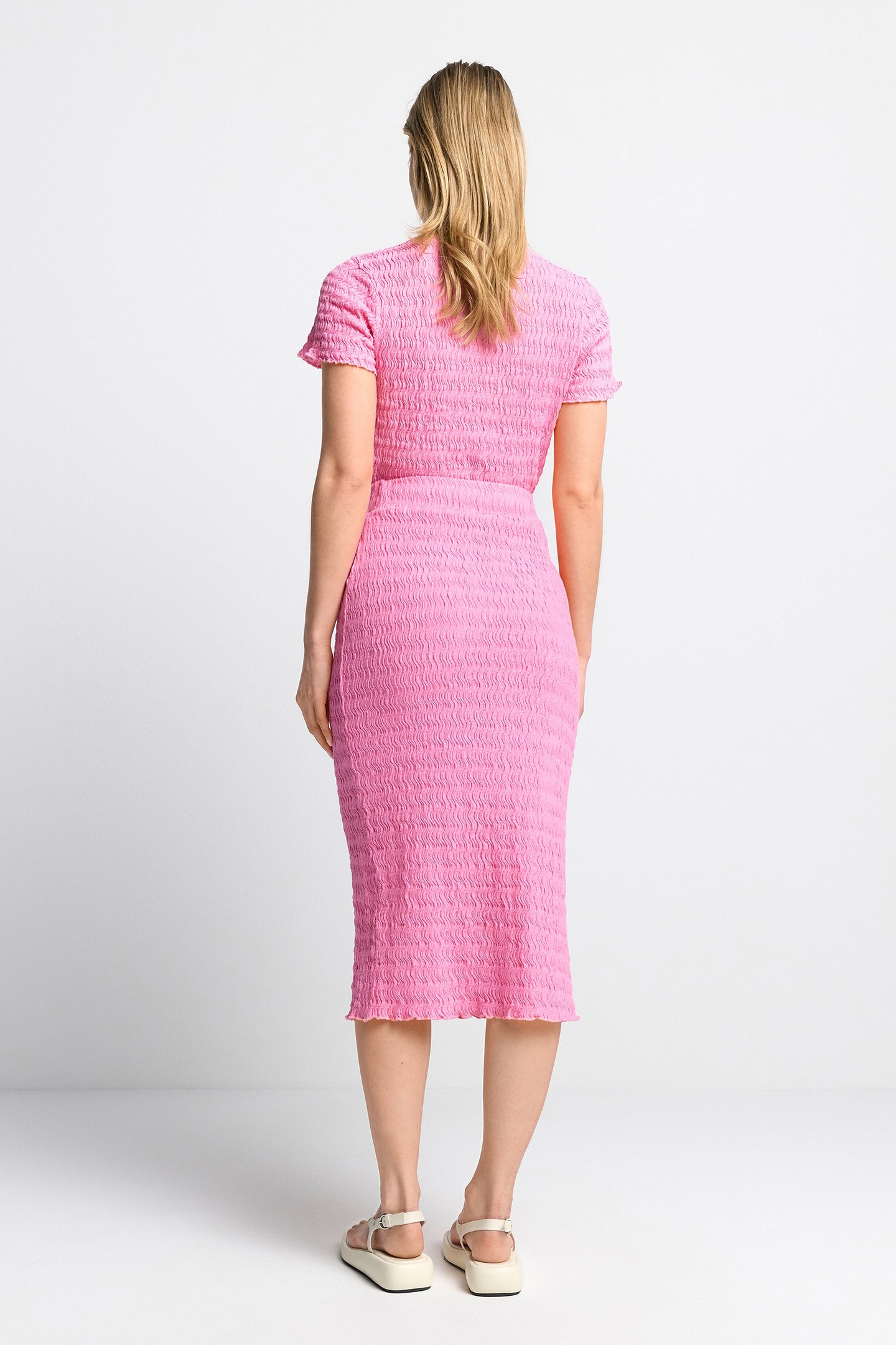 CRINKLED PENCIL SKIRT SORBET PINK 3