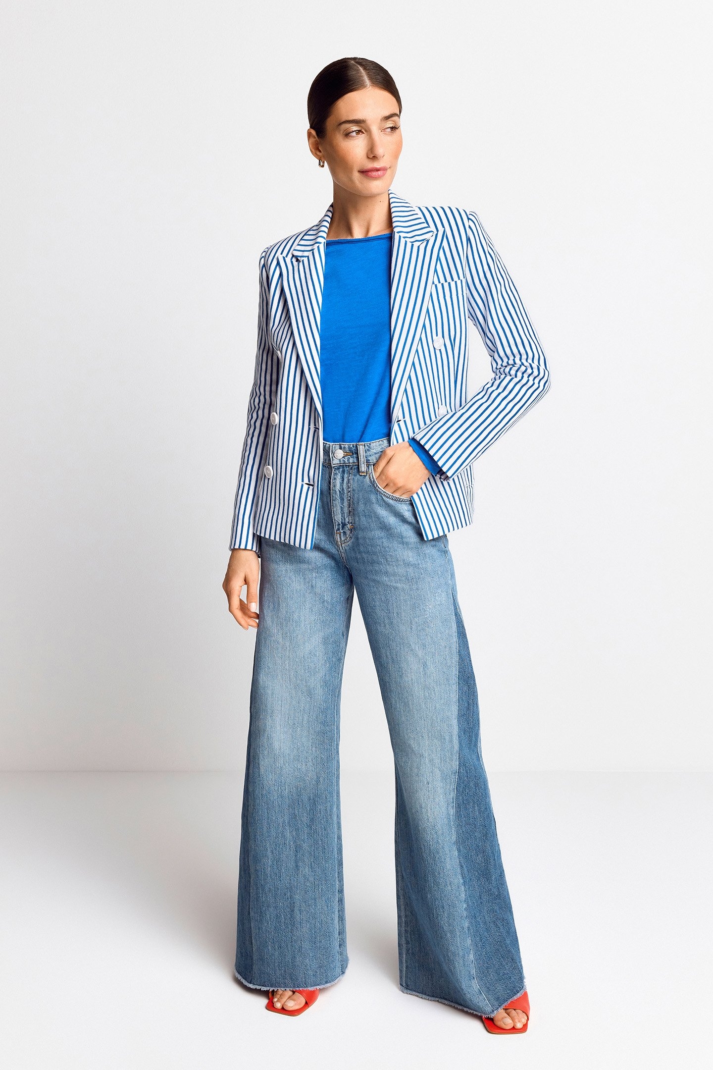 TWEED JERSEY DOUBLEBREASTED BLAZER AZZURE BLUE 2