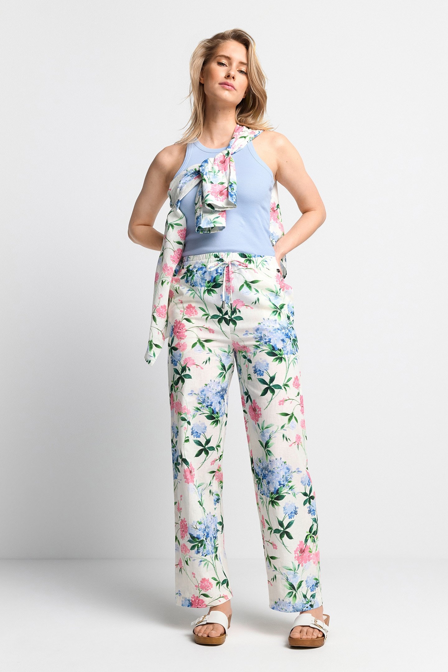 PRINTED LINEN PANTS SUSTAINABLE WHISPER WHITE 2