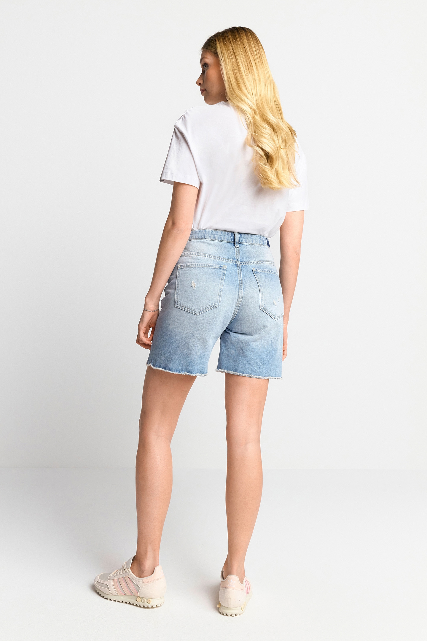 CROSSED WAISTBAND DENIM SHORTS ORGANIC DENIM BLUE 3