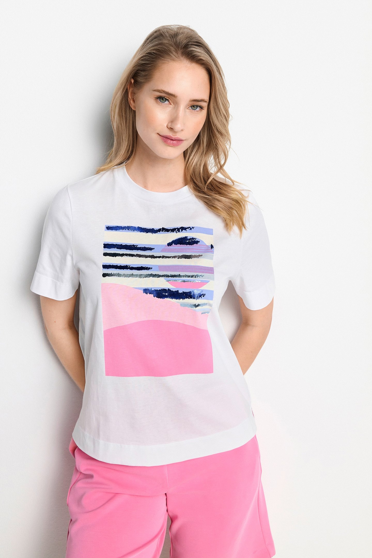 EASY FIT T-SHIRT SUNSET PRINT ORGANIC WHITE 1