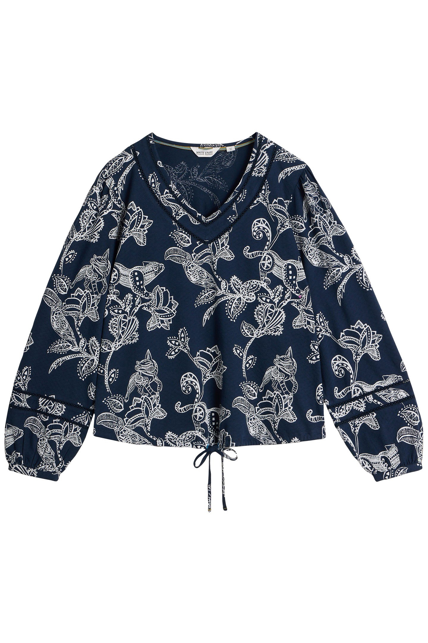 BETTY TIE HEM NAVY PRINT 2