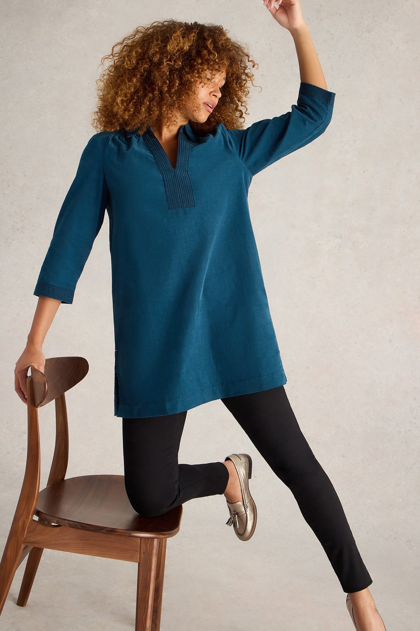 BLAIRE CORD TUNIC DARK TEAL 4