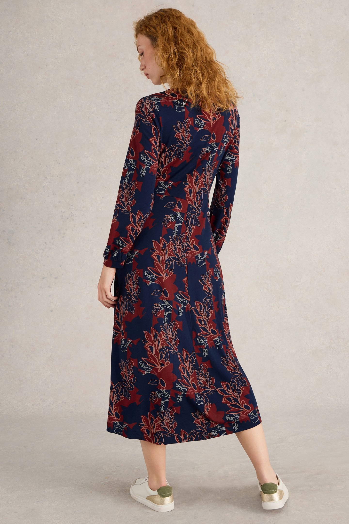 MEGAN JERSEY MIDI DRESS PLUM PRINT 2