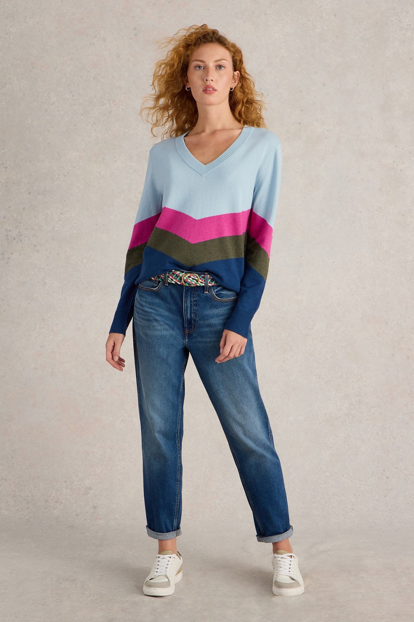 MAGGIE V NECK JUMPER BLUE MULTI 3