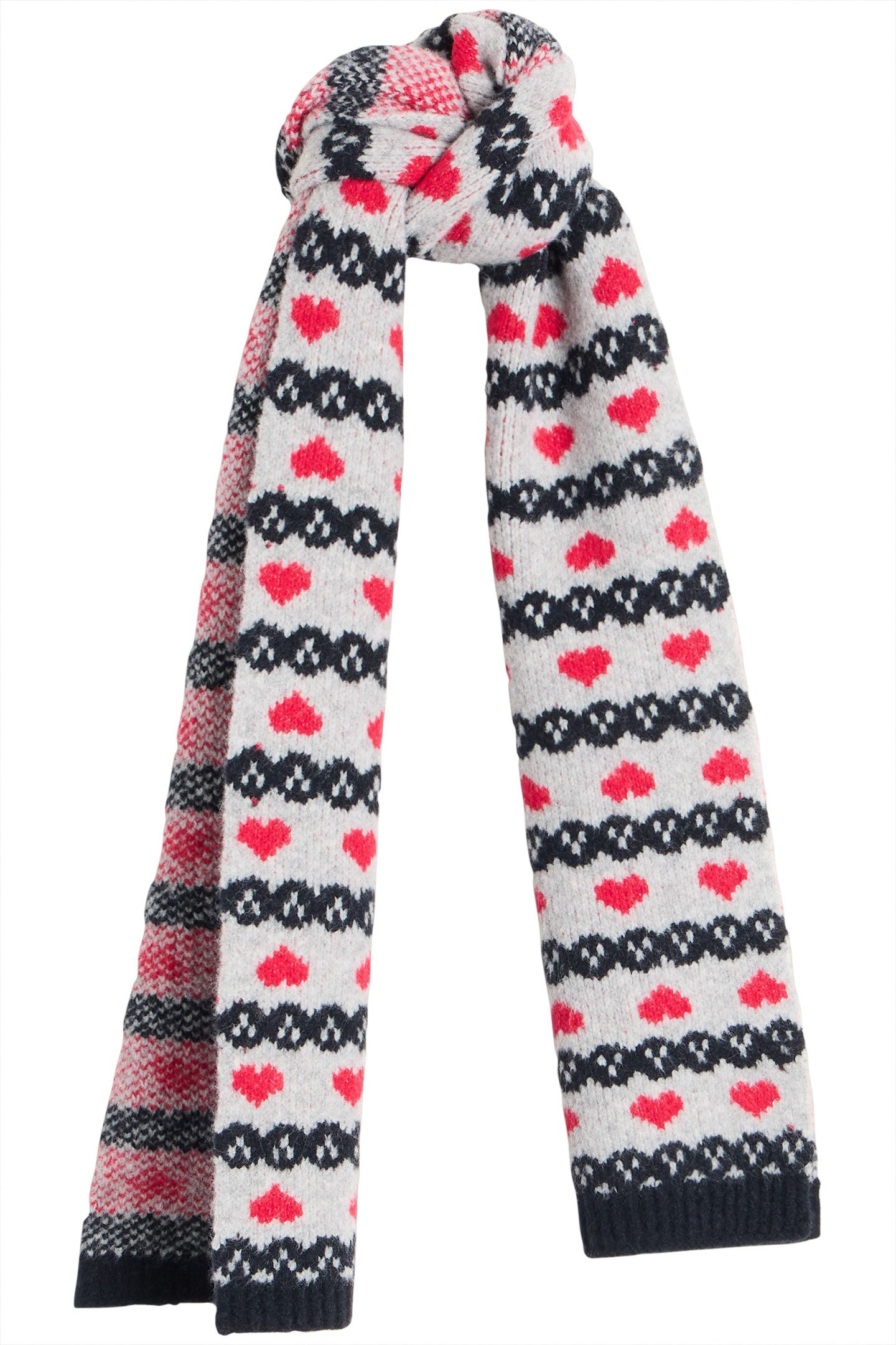 HEART FAIRISLE SCARF GREY MULTI 1