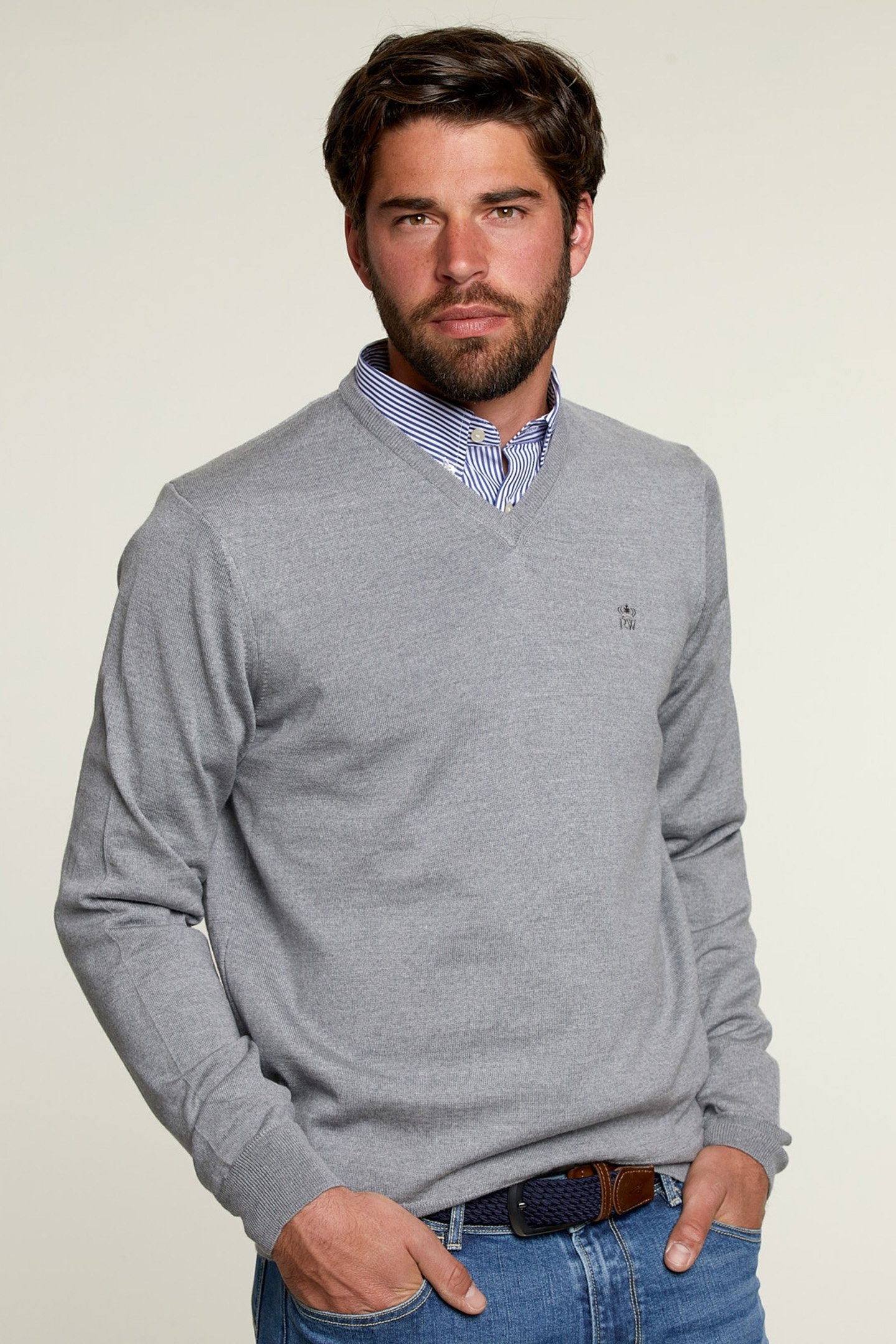 BASIC V-NECK PULLOVER DARK LAVA MIX 1