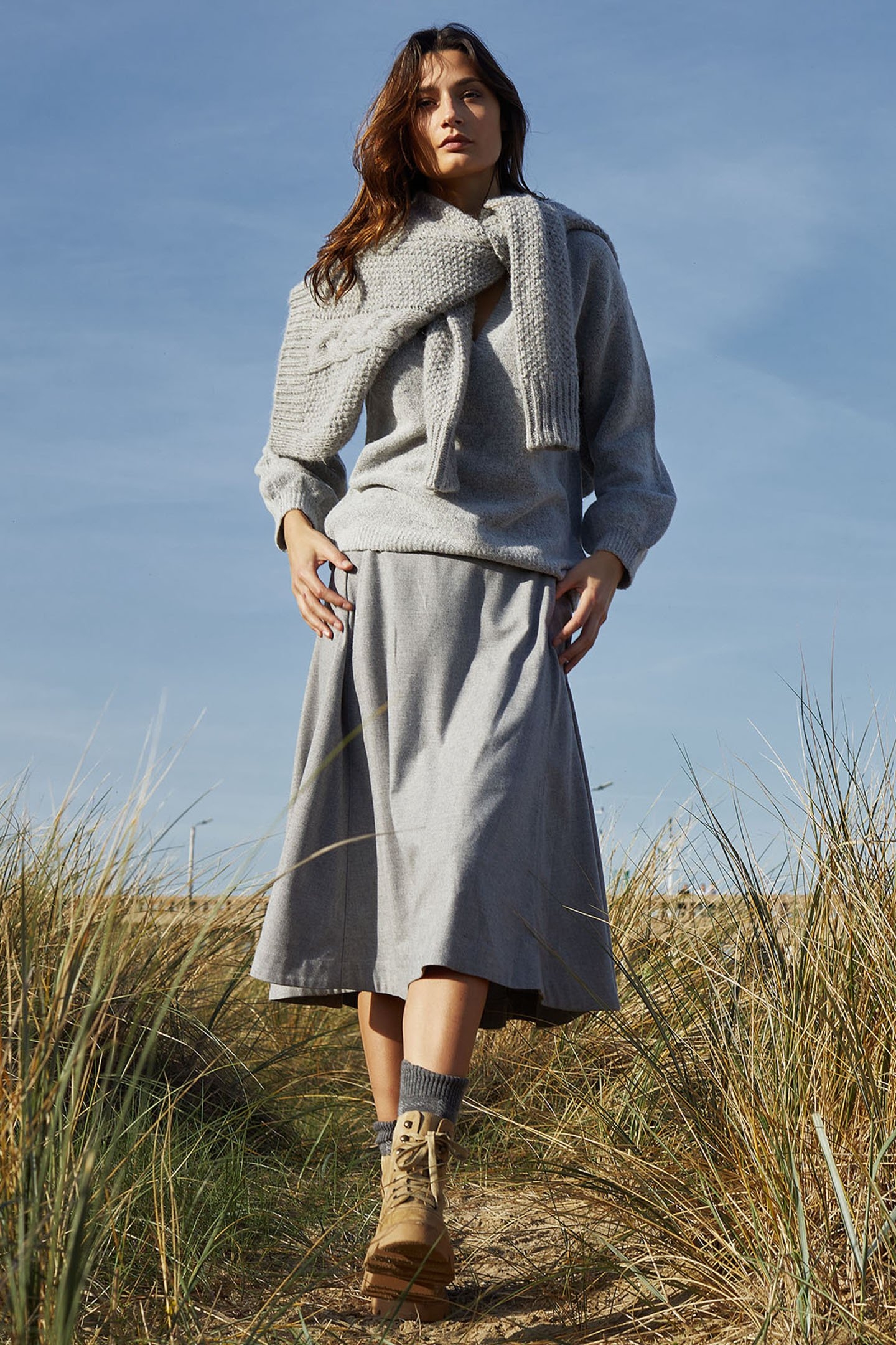 GREY UNI MIDI SKIRT 5