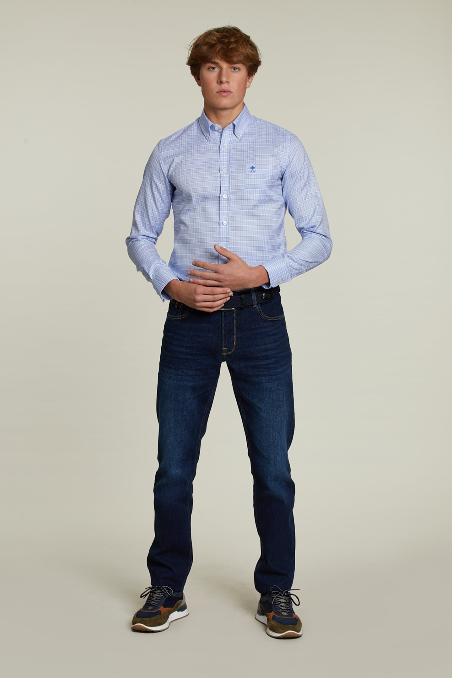 CUSTOM FIT CHECKED SHIRT WITH POCKET BLUE/WHITE 3