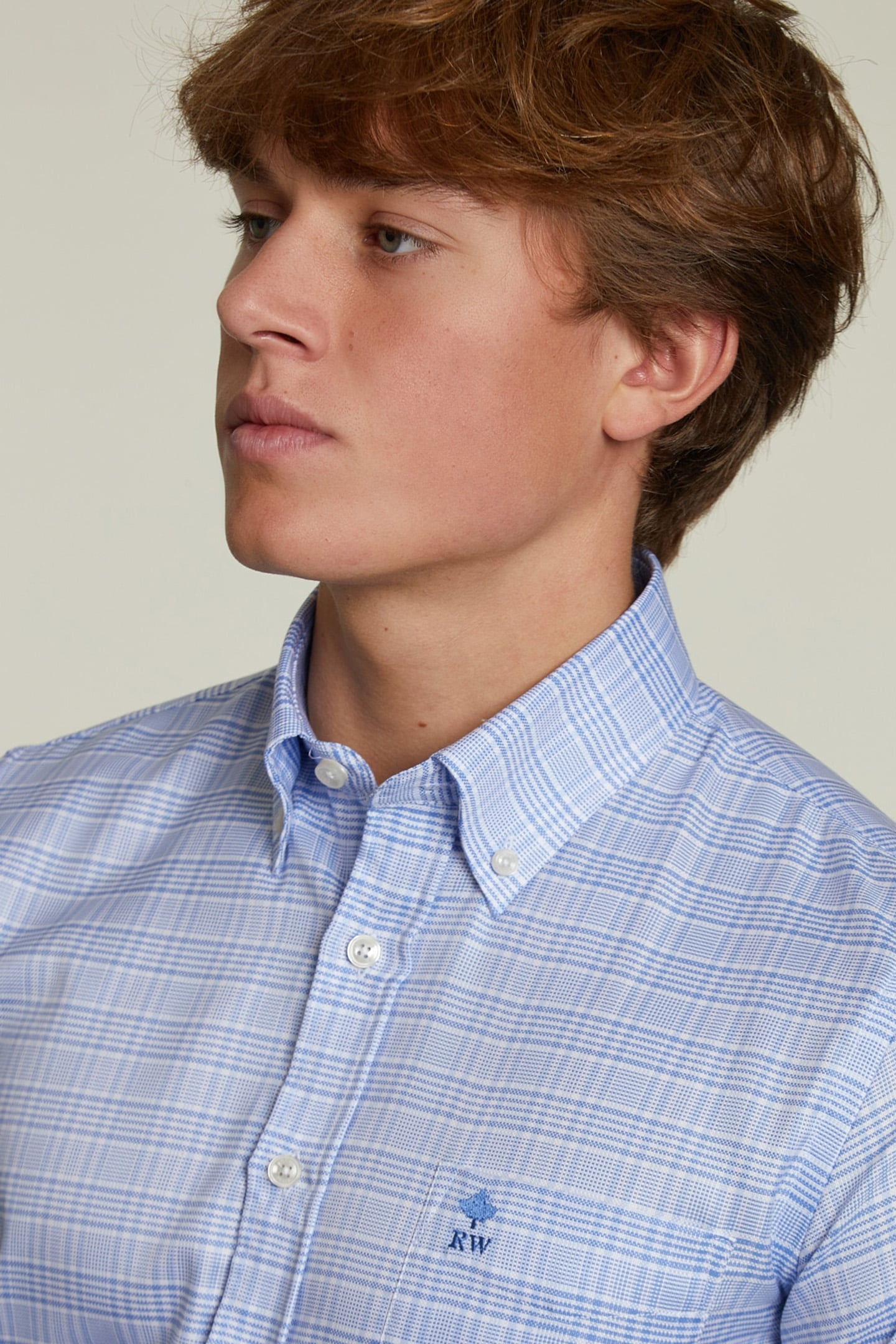 CUSTOM FIT CHECKED SHIRT WITH POCKET BLUE/WHITE 4