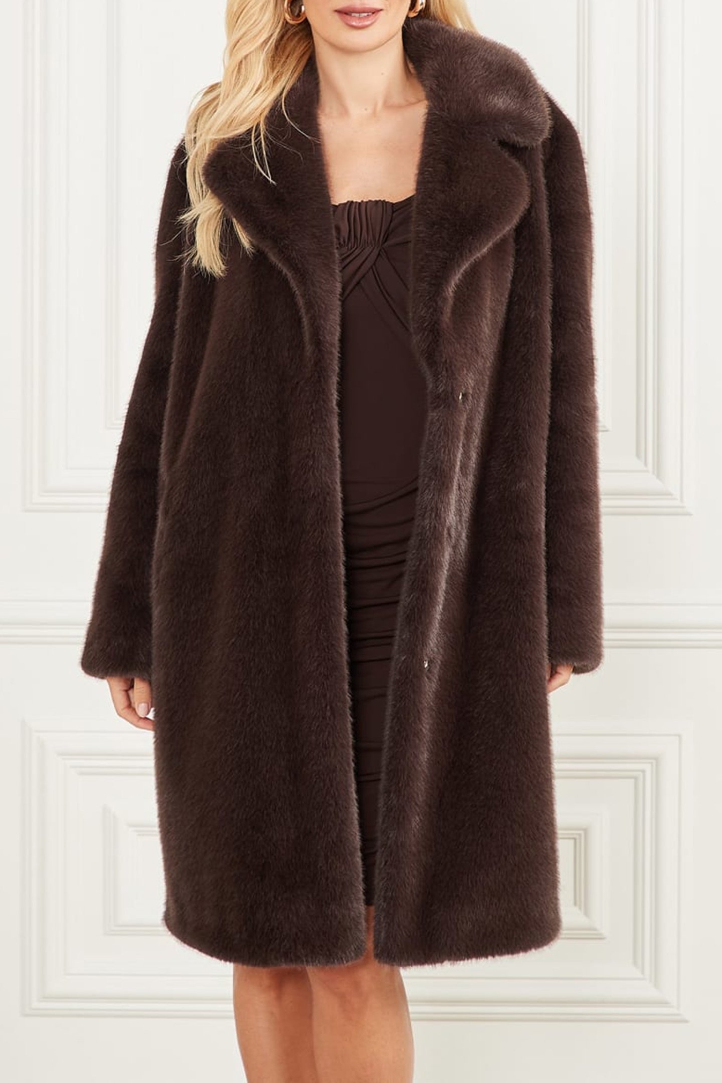 BIANCA FAUX FUR COAT COLD BREW MULTI 1