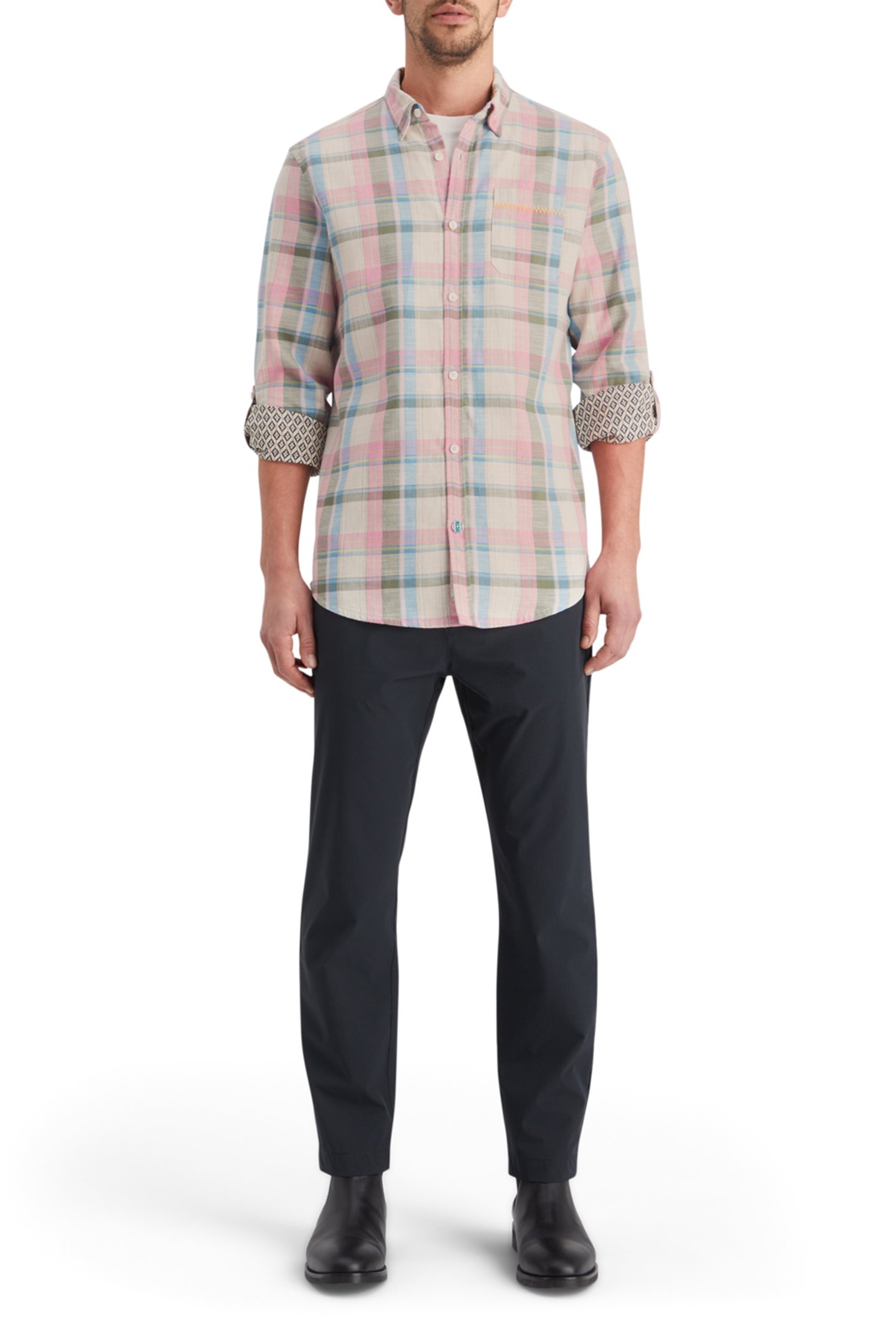 YARN DYE CHECK ROLL UP SHIRT GREEN CHECK 3