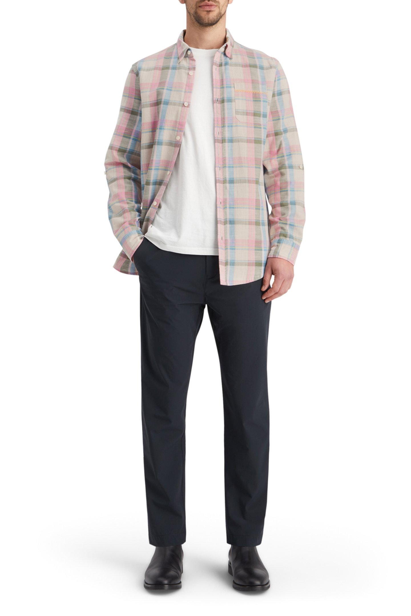 YARN DYE CHECK ROLL UP SHIRT GREEN CHECK 6