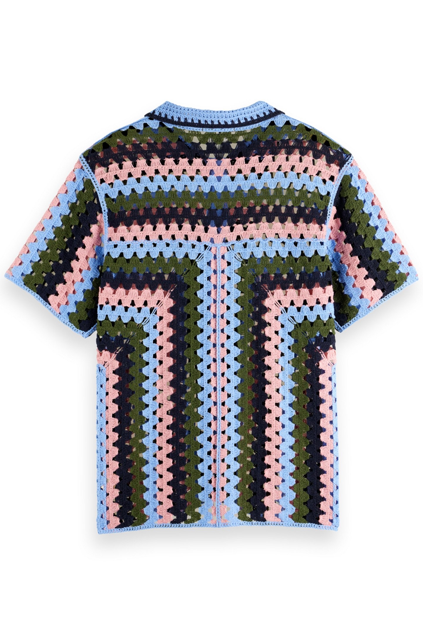 CROCHET KNITTED POLO SHORT SLEEVE MULTI STRIPE 2