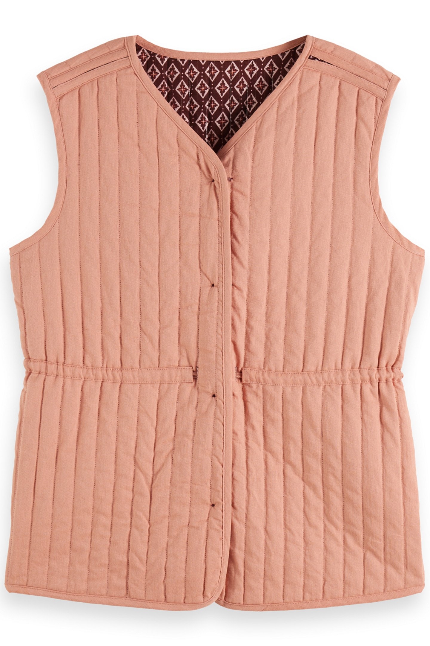 BLOCK PRINT GILET GEO FLOWER BORDEAUX 3