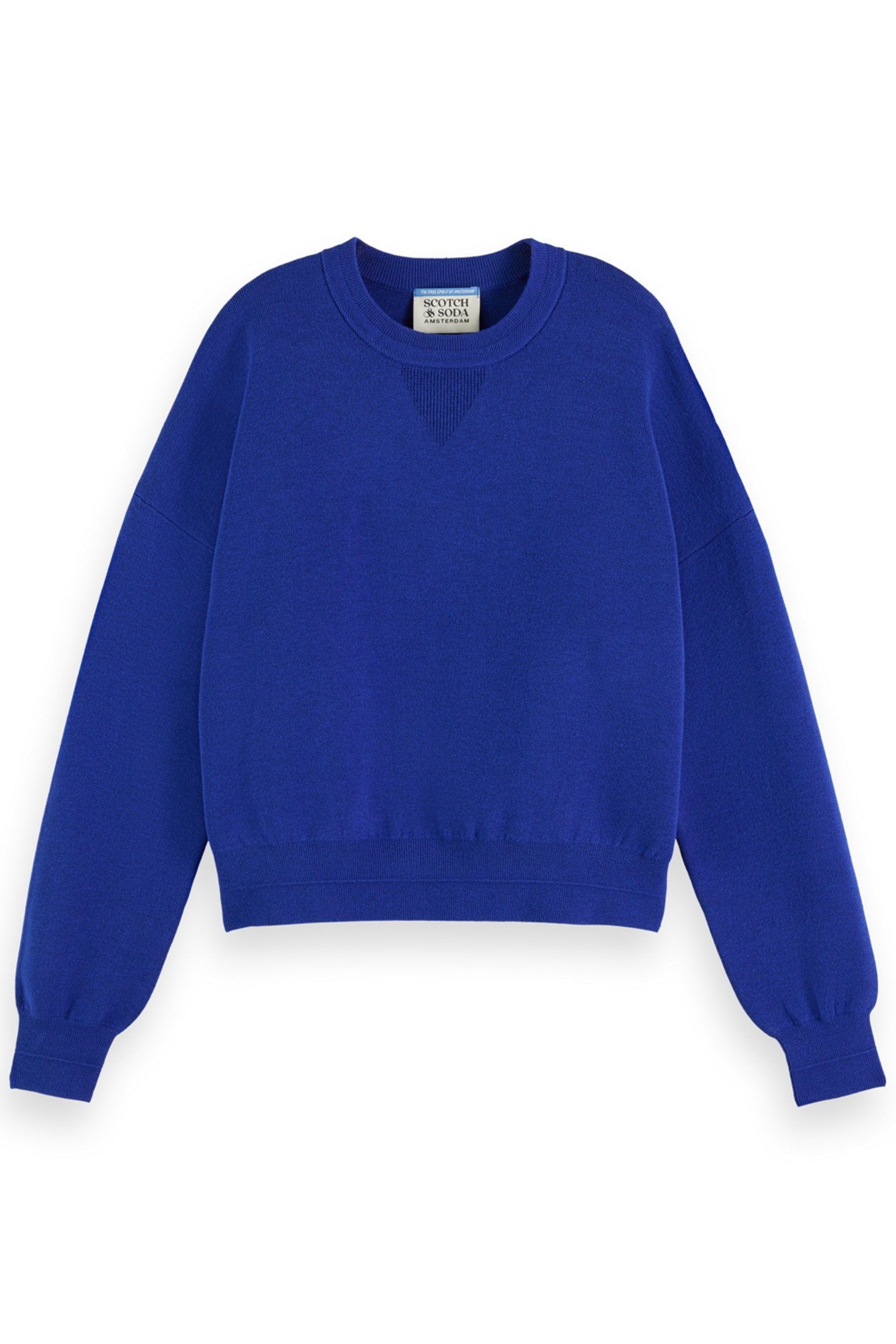 COMPACT KNITTED RELAXED PULLOVER ELECTRIC BLUE 4