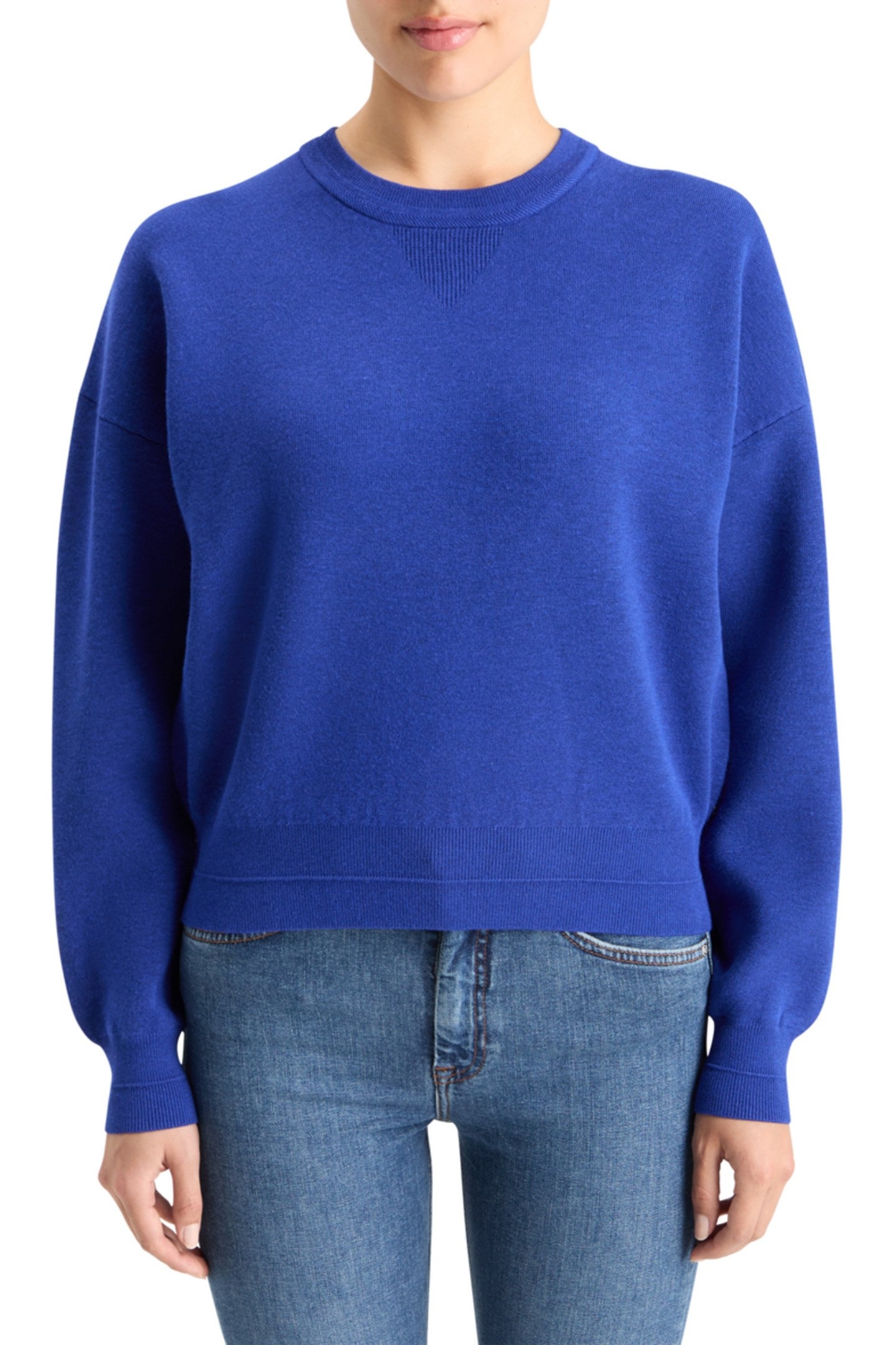 COMPACT KNITTED RELAXED PULLOVER ELECTRIC BLUE 1