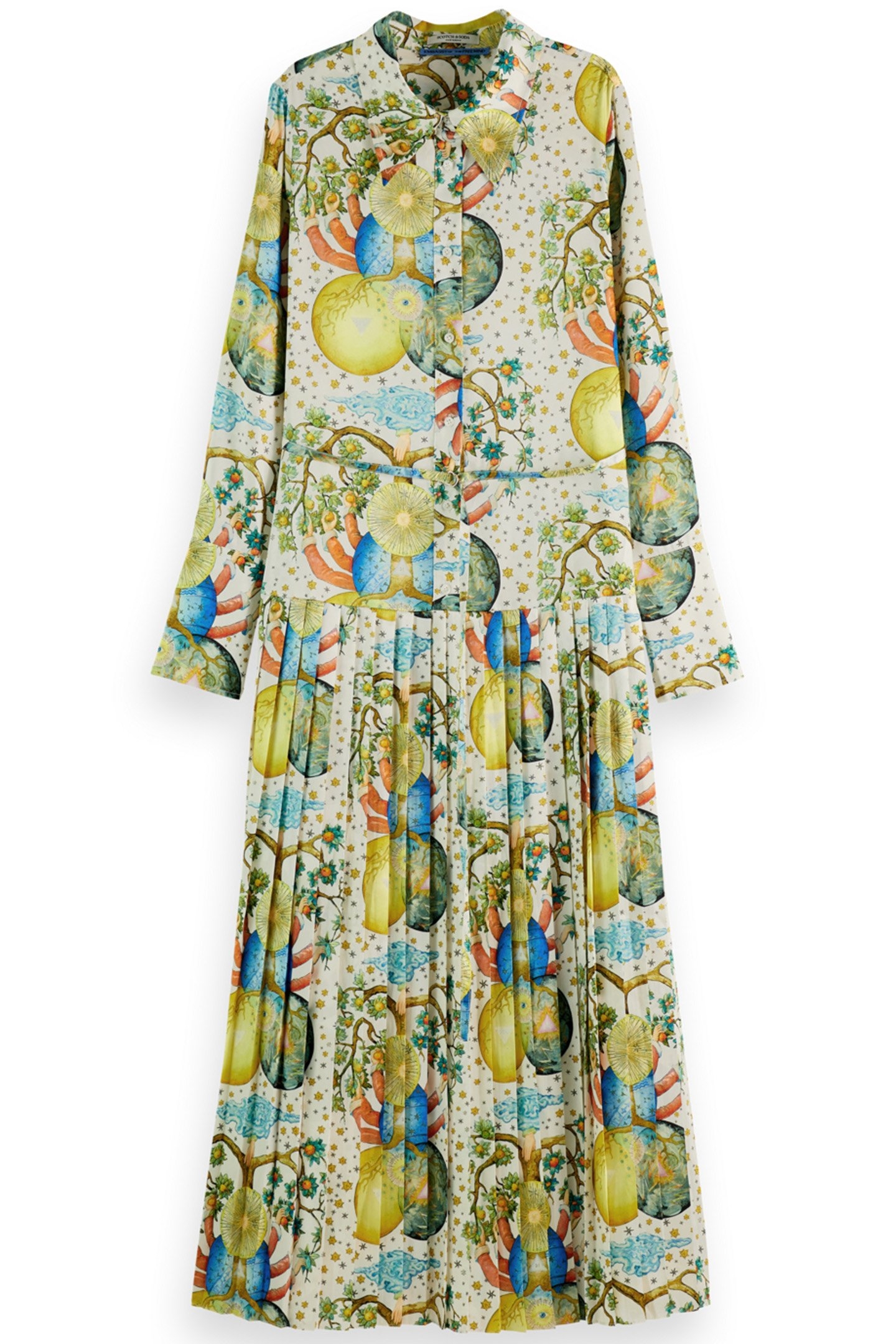 MAXI PLEATED DRESS EMBASSY PRINT EMBASSY TREE AOP 3