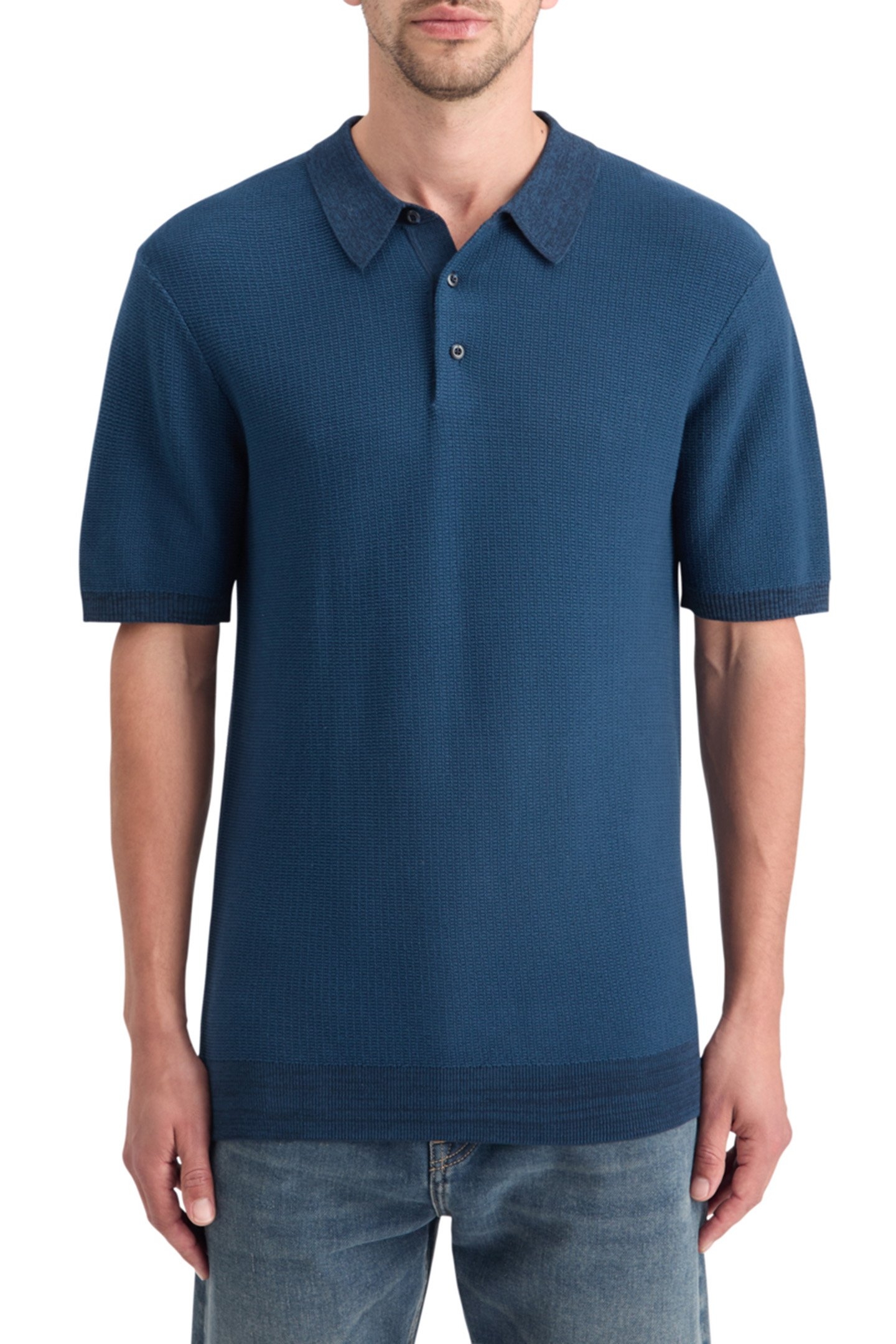 STRUCTURED KNITTED POLO HERITAGE BLUE 1