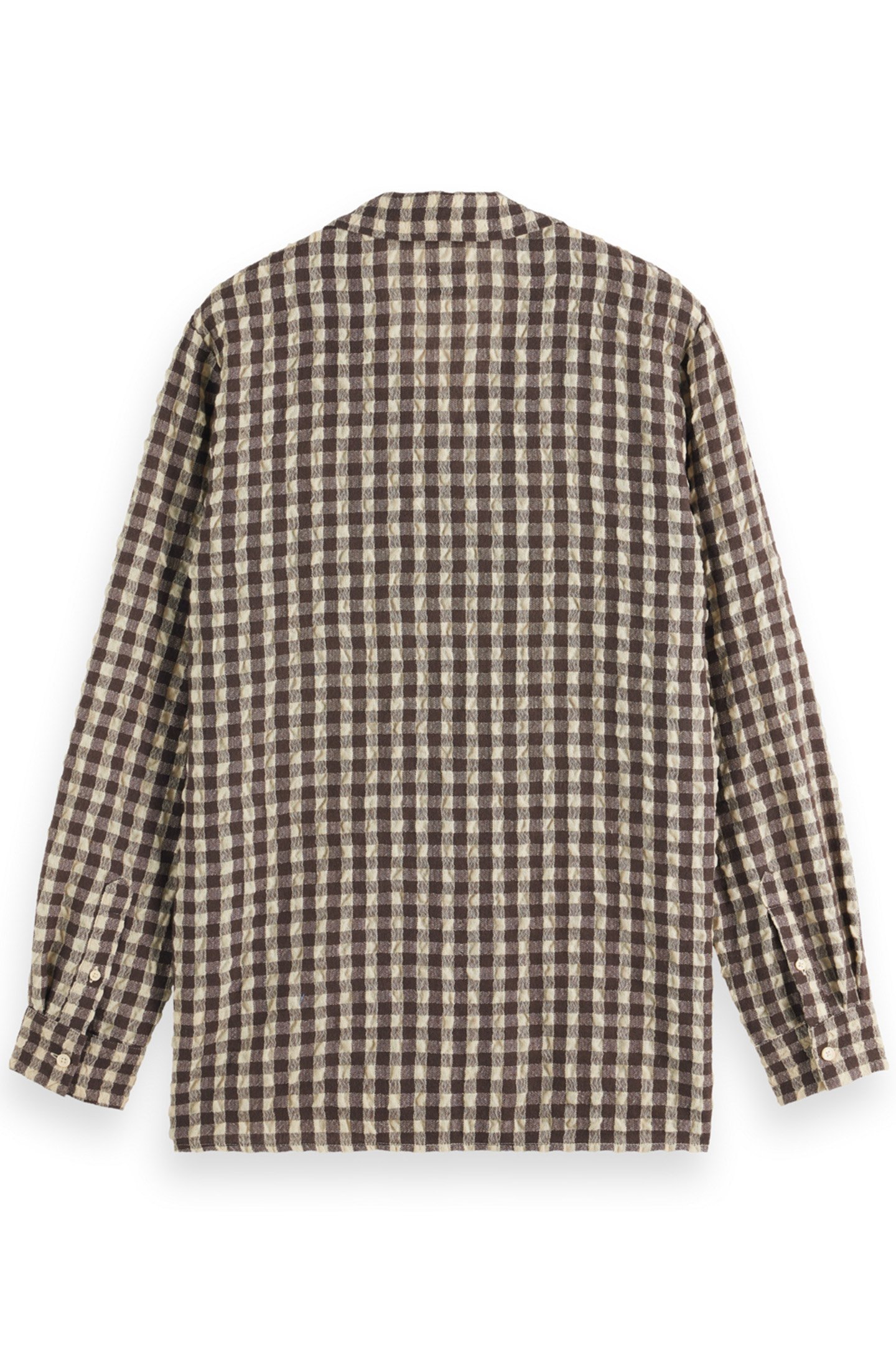 SEERSUCKER WOOL BLEND CHECK SHIRT BROWN CHECK 5
