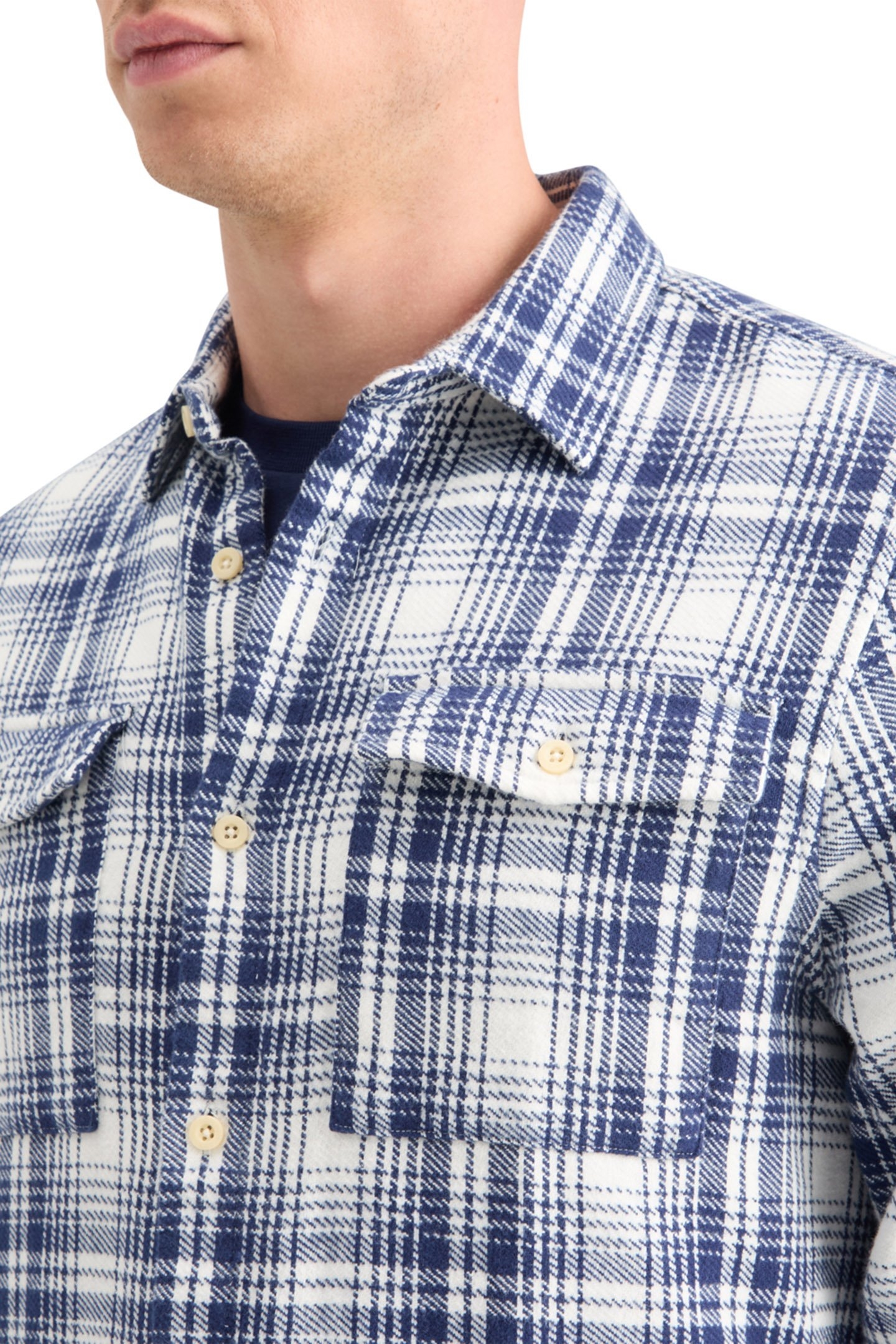REGULAR FIT FLANNEL CHECK SHIRT BLUE WHITE CHECK 7