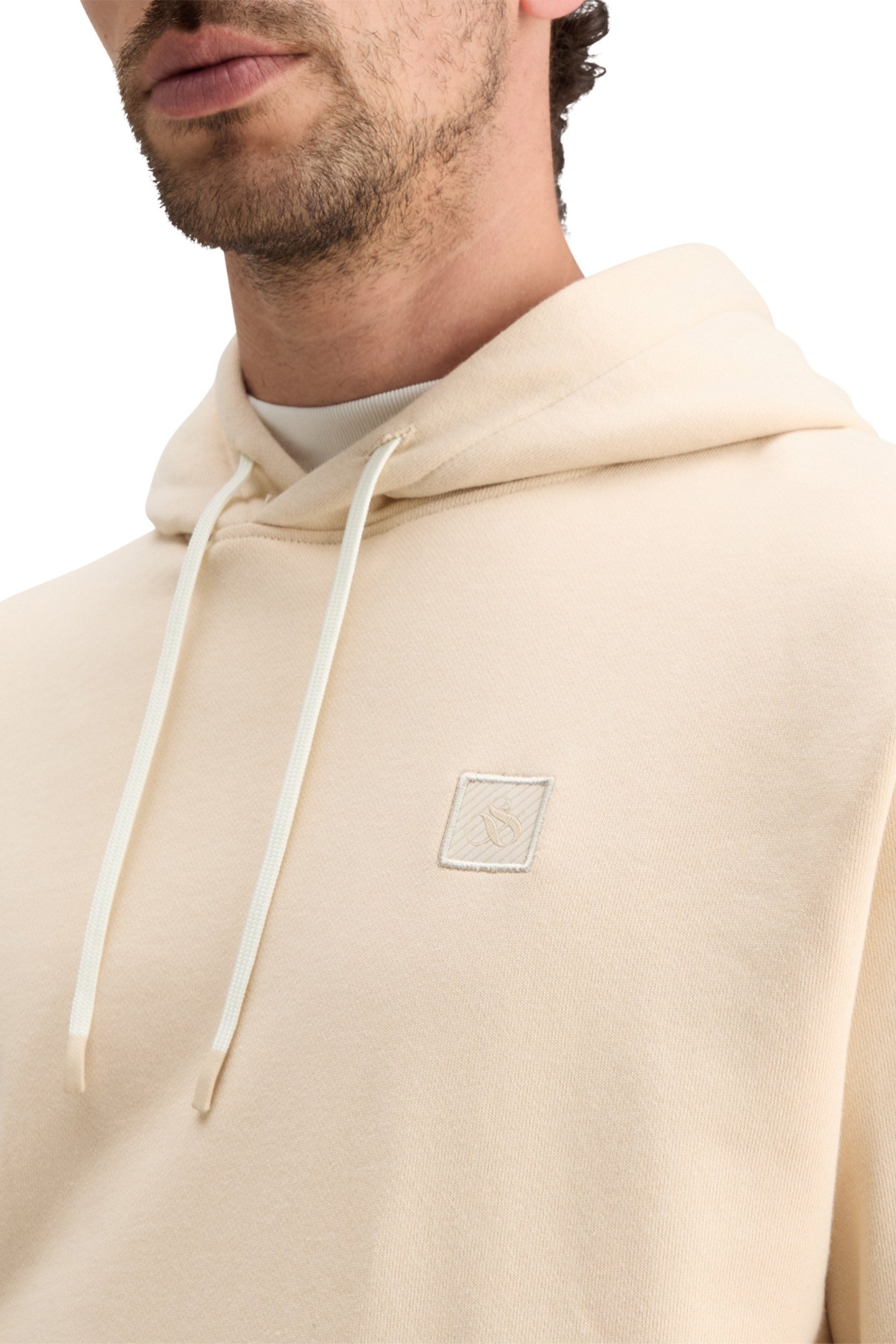 ESSENTIAL LOGO BADGE HOODIE PARCHMENT 8