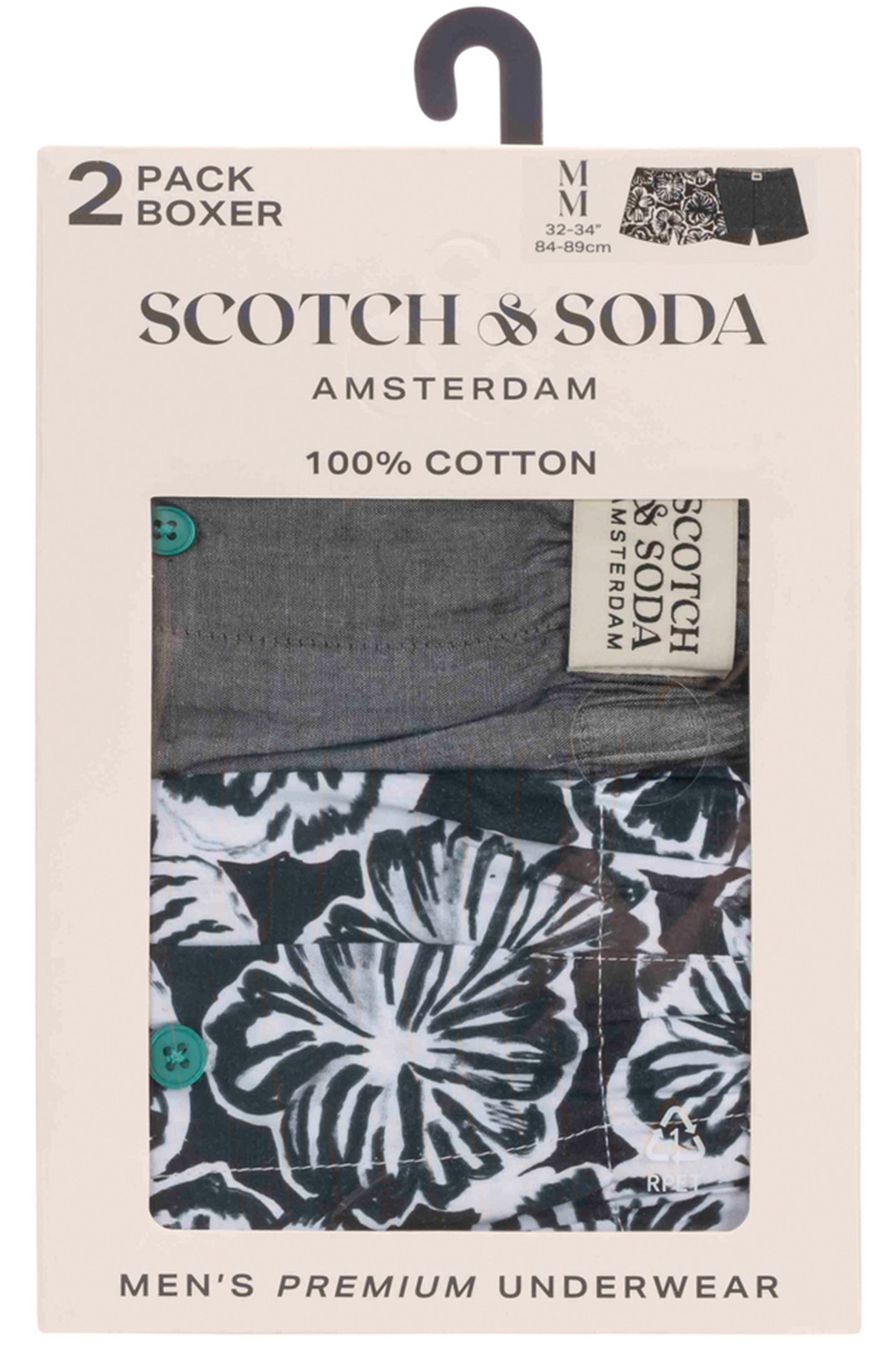 2PK MENS COTTON WOVEN BOXER BRIEF UNDERWEAR BLACK / WHITE 2