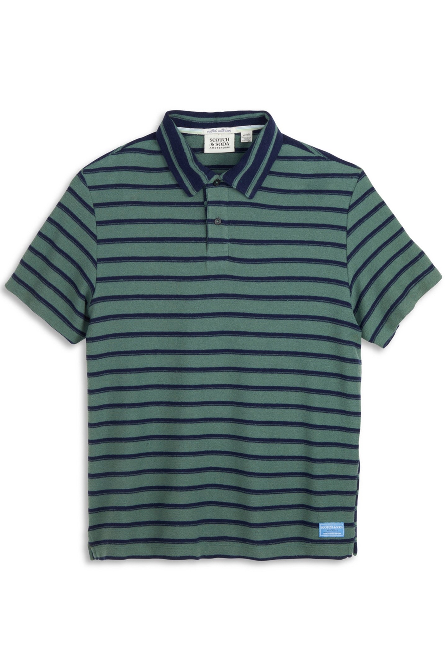 TEXTURED STRIPE BLOCKED SS POLO KHAKI GREEN 1