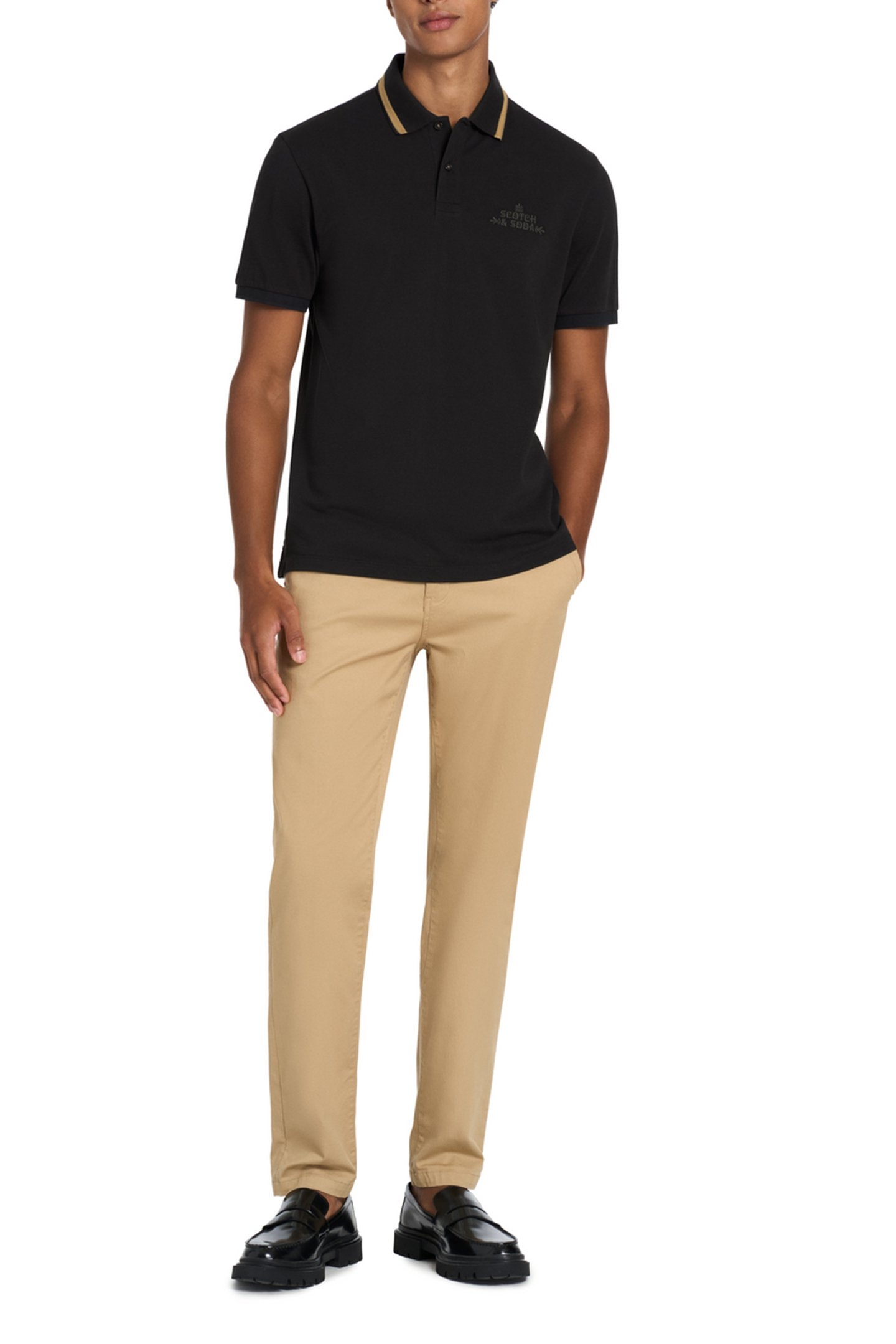 PIQUE SS POLO BLACK GREY 1