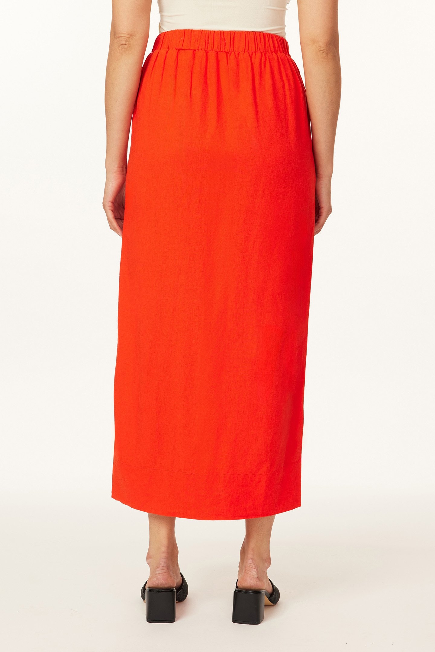 PENCIL SLIT SKIRT ORANGE.COM 2