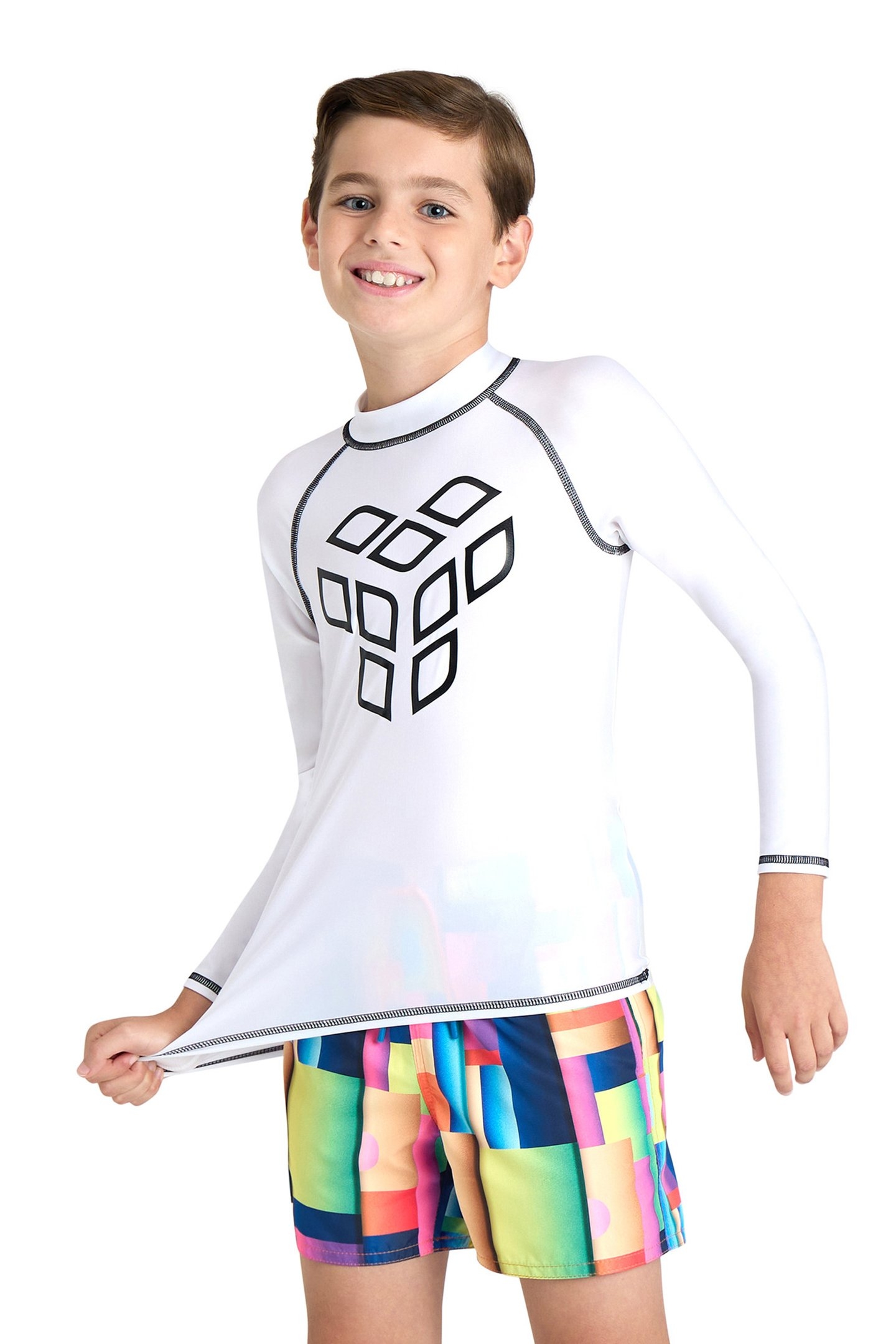 UNISEX JR ARENA RASH VEST L/S GRAPHIC WHITE-BLACK 3