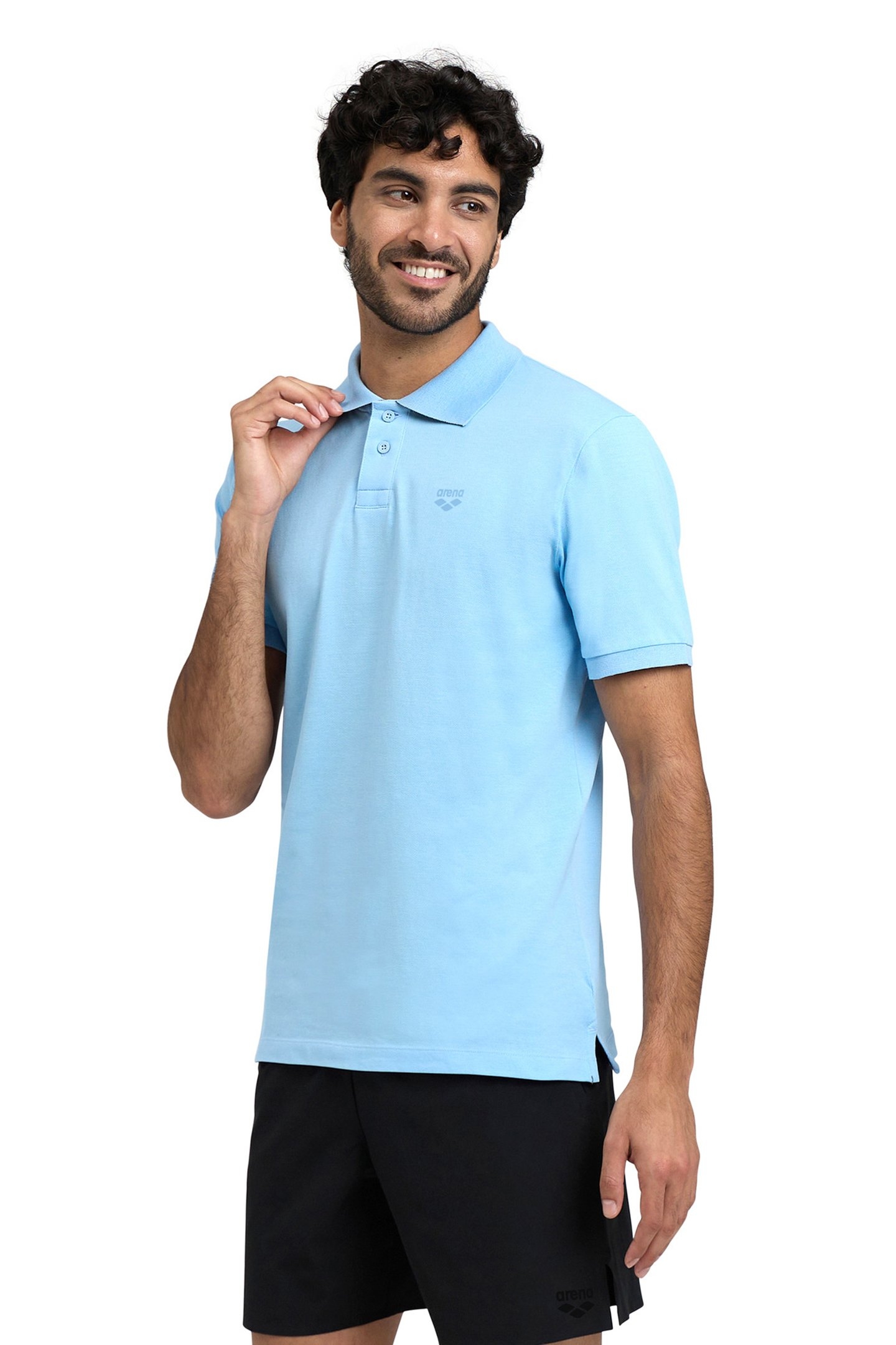 MEN'S POLOSHIRT SOLID COTTON PIQUET AQUA-NAVY 1