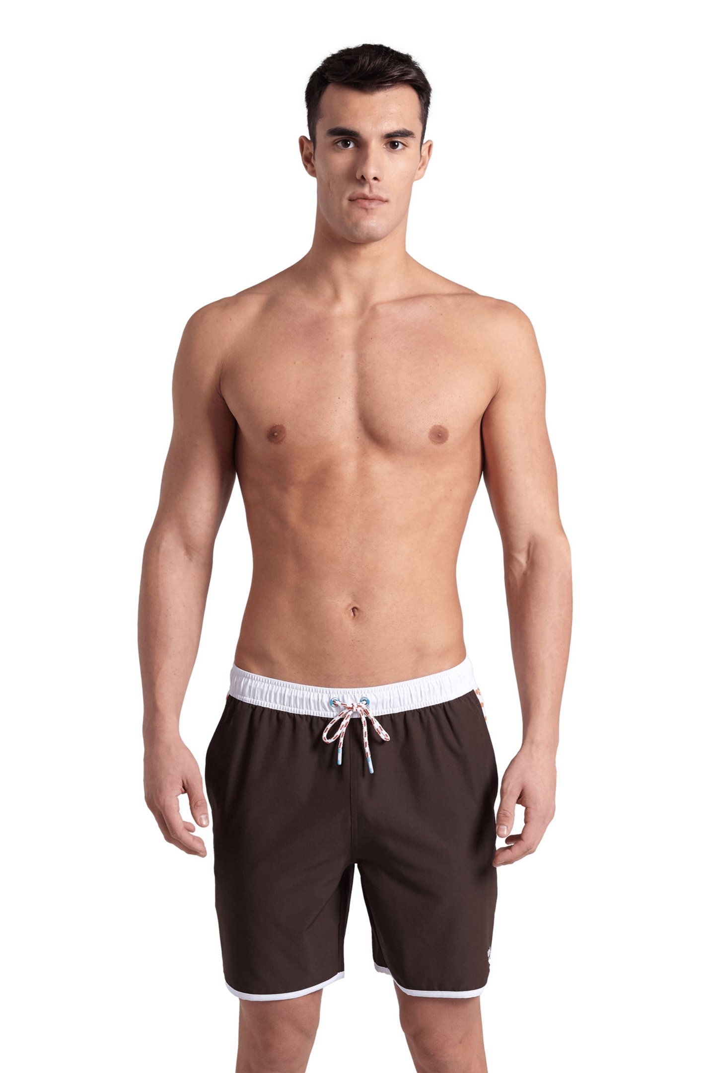 ICONS TEAM STRIPE UNISEX BERMUDA SEPIA-WHITE-CALYPSO CORAL 1