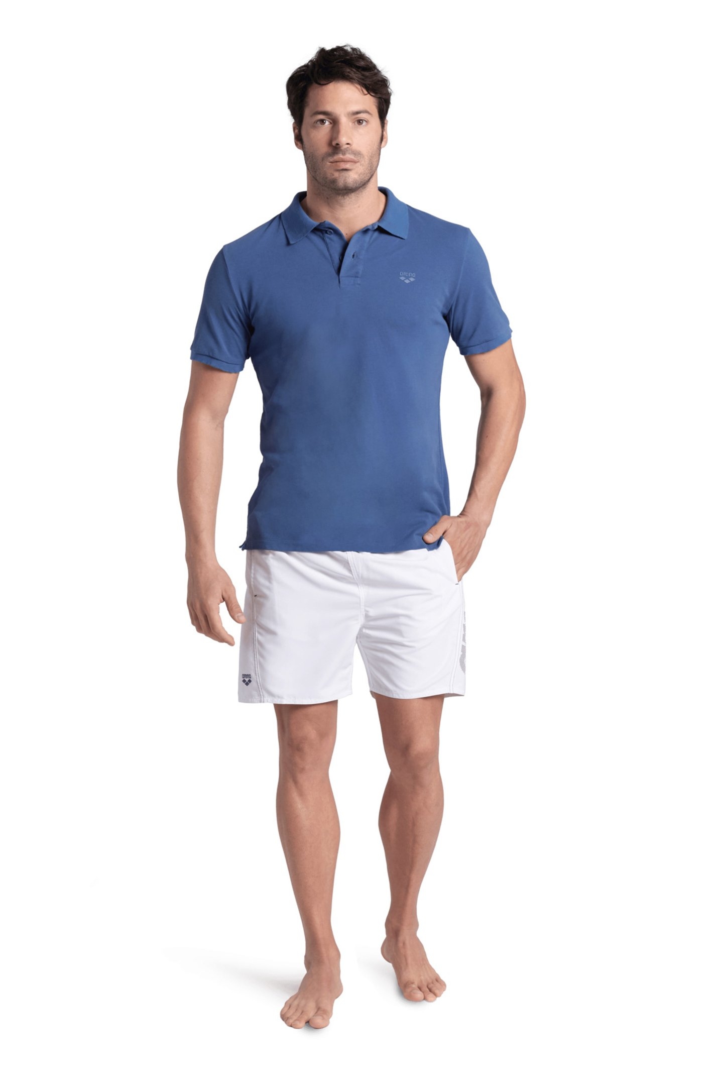 MEN'S POLOSHIRT SOLID COTTON PIQUET GREY BLUE-NAVY 3