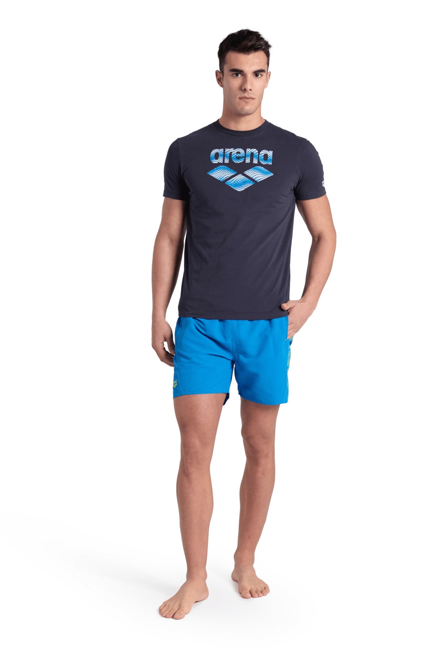 MEN'S T-SHIRT SOLID COTTON NAVY-ARENA FISH SCALES 3