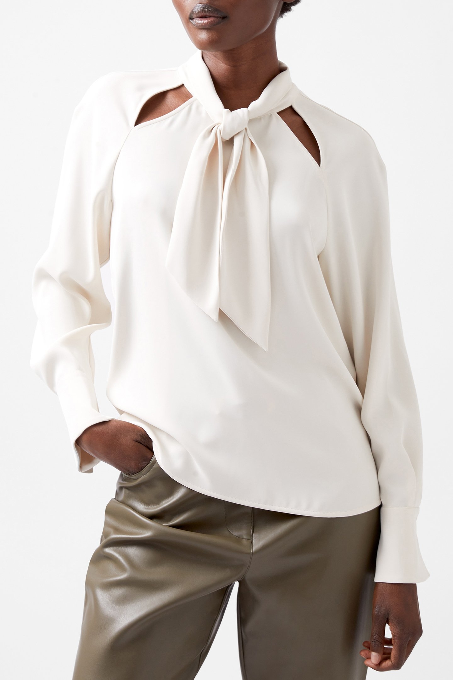 CARMEN CREPE TIE BLOUSE CLASSIC CREAM 1