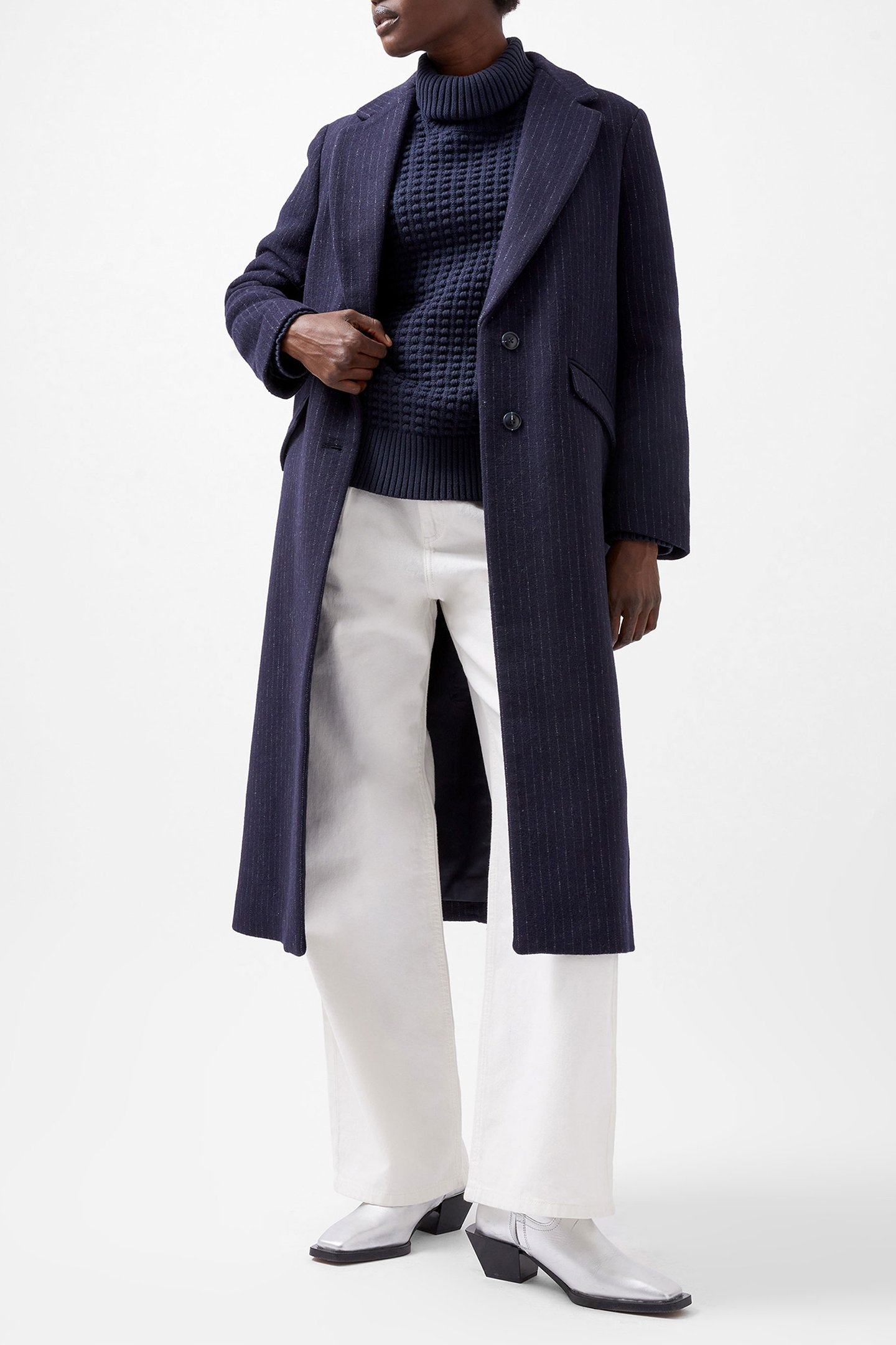 ARLANA PIN STRIPE COAT NAVY AND GREY 1