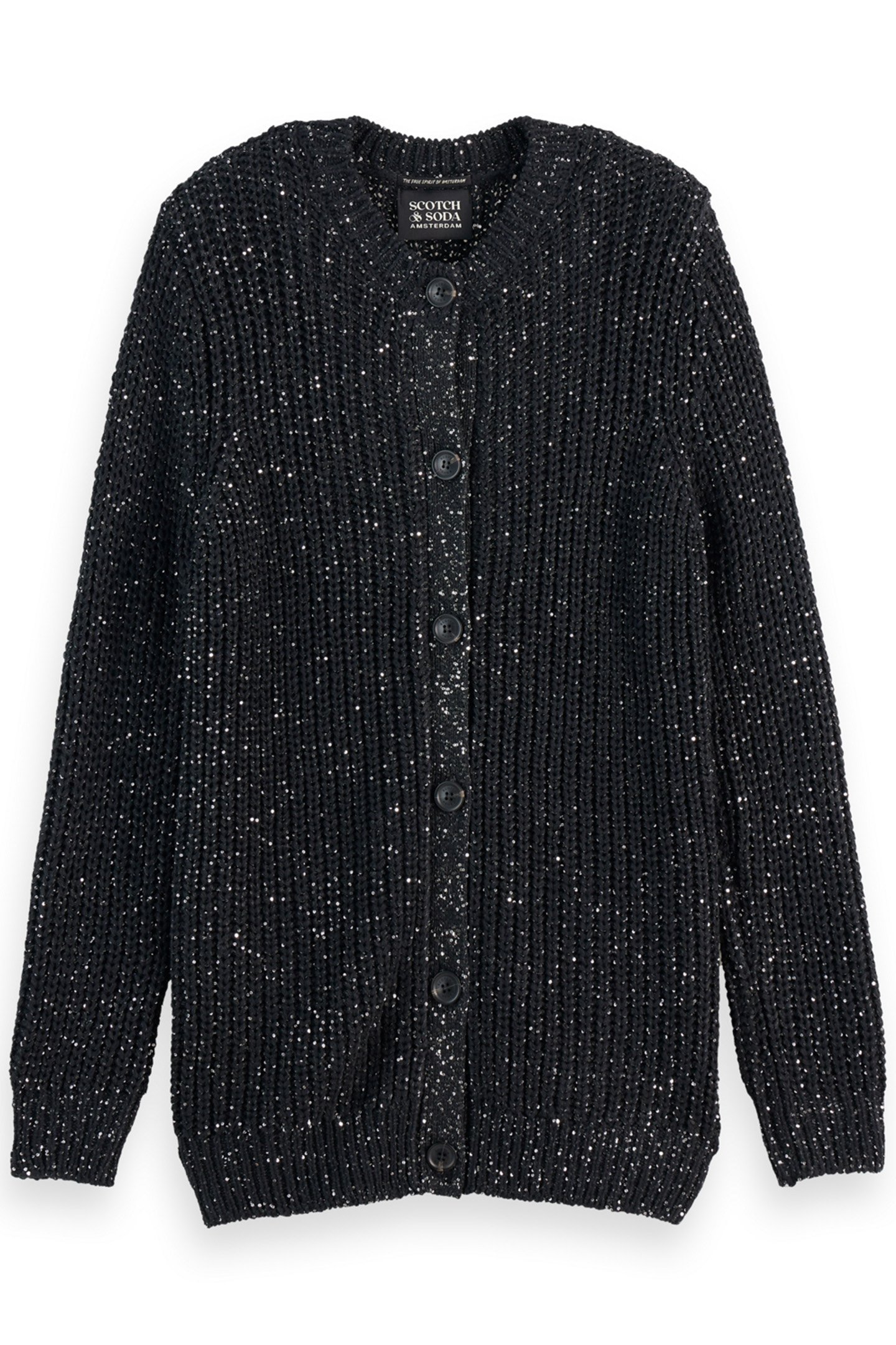 SEQUIN MID LENGTH CARDIGAN EVENING BLACK 1