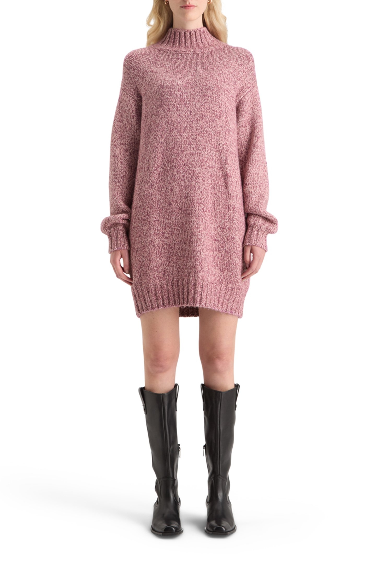 CHUNKY KNITTED MINI DRESS BERRY MELANGE 1