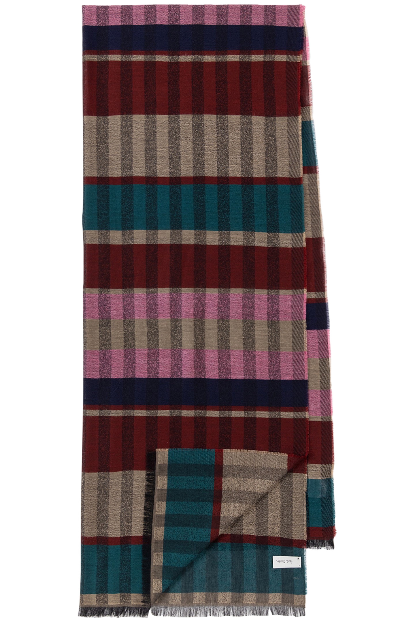 SCARF BLOCK AND CHECK PETROL GREEN 1