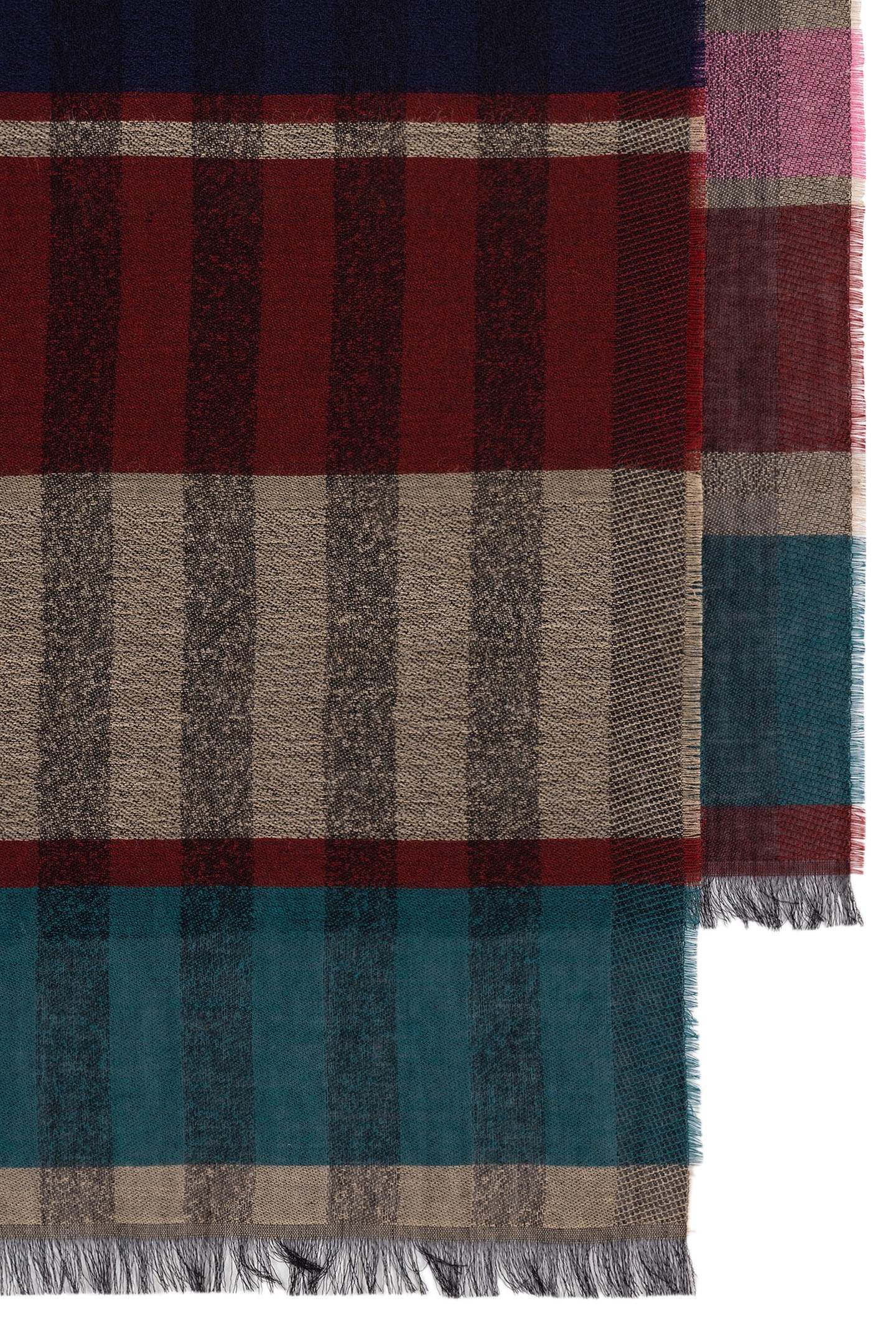 SCARF BLOCK AND CHECK PETROL GREEN 2