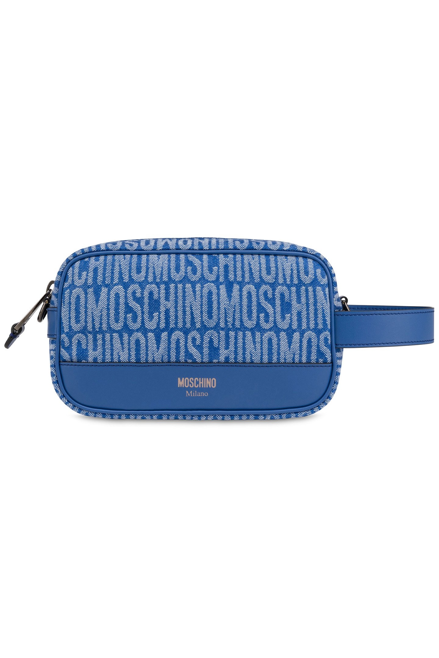 BEAUTY CASE IN ALLOVER LOGO JACQUARD DENIM BLUE 1