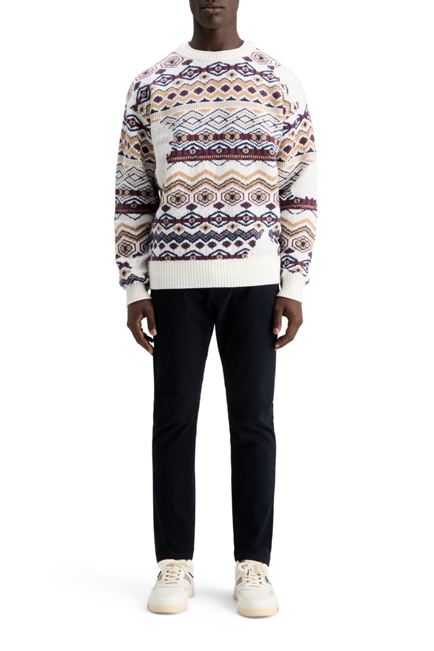 DROPPED SHOULDER JACQUARD ALL OVER FAIRISLE DISTORTED AOP 3