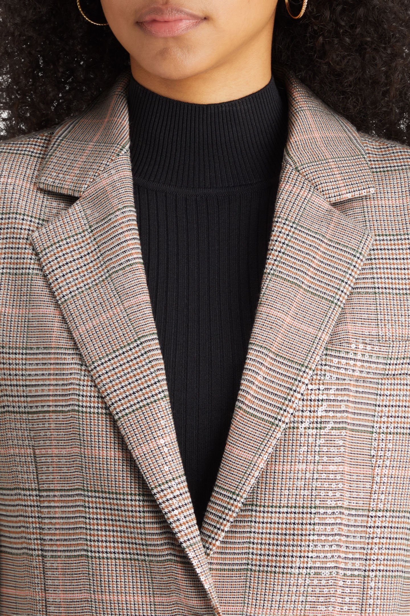 SEQUIN PRINCE OF WALES CHECK BOYFRIEND SB BLAZER SEQUIN PRIN 8