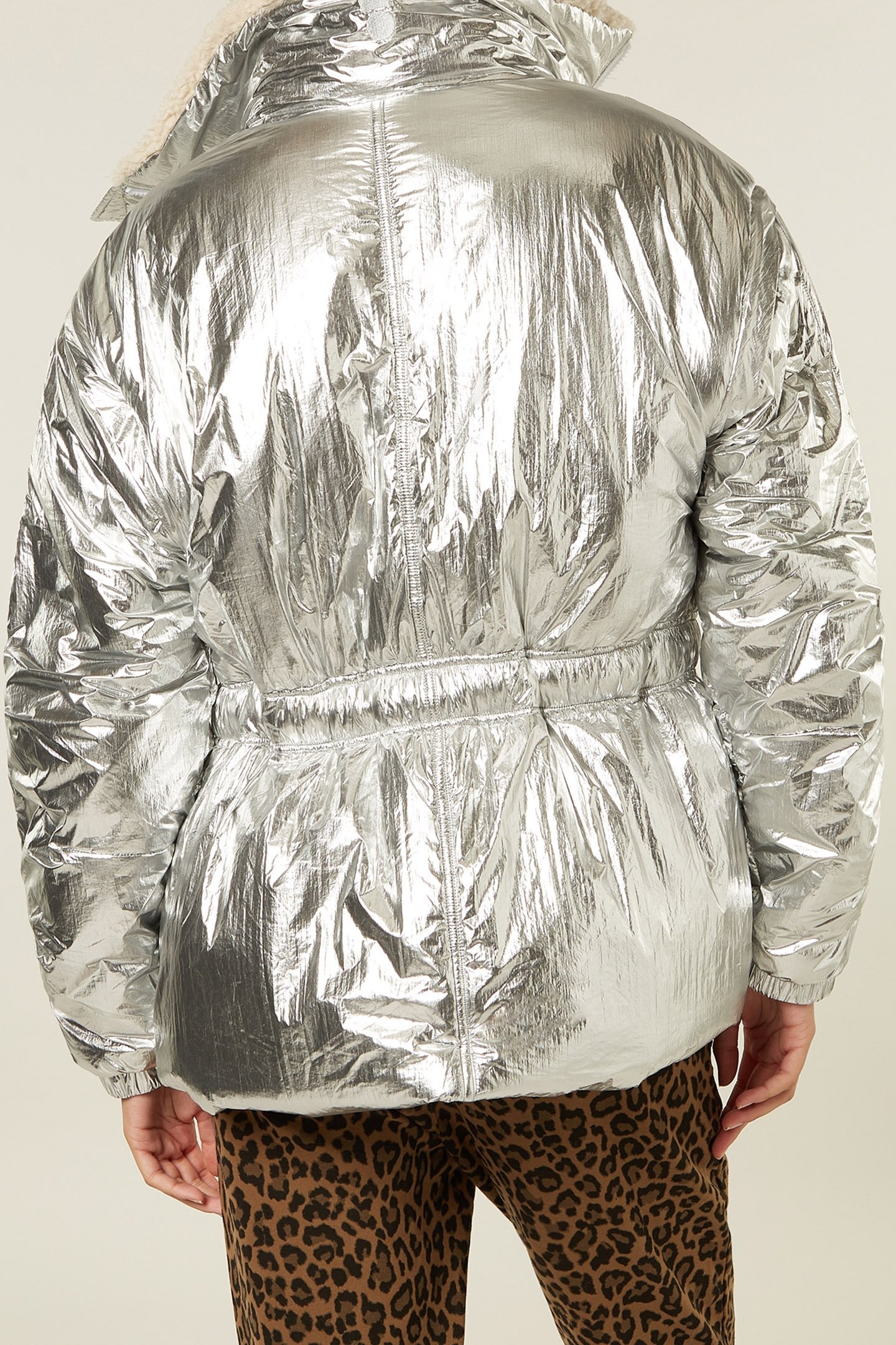 METALLIC PUFFER JACKET SILVER 2