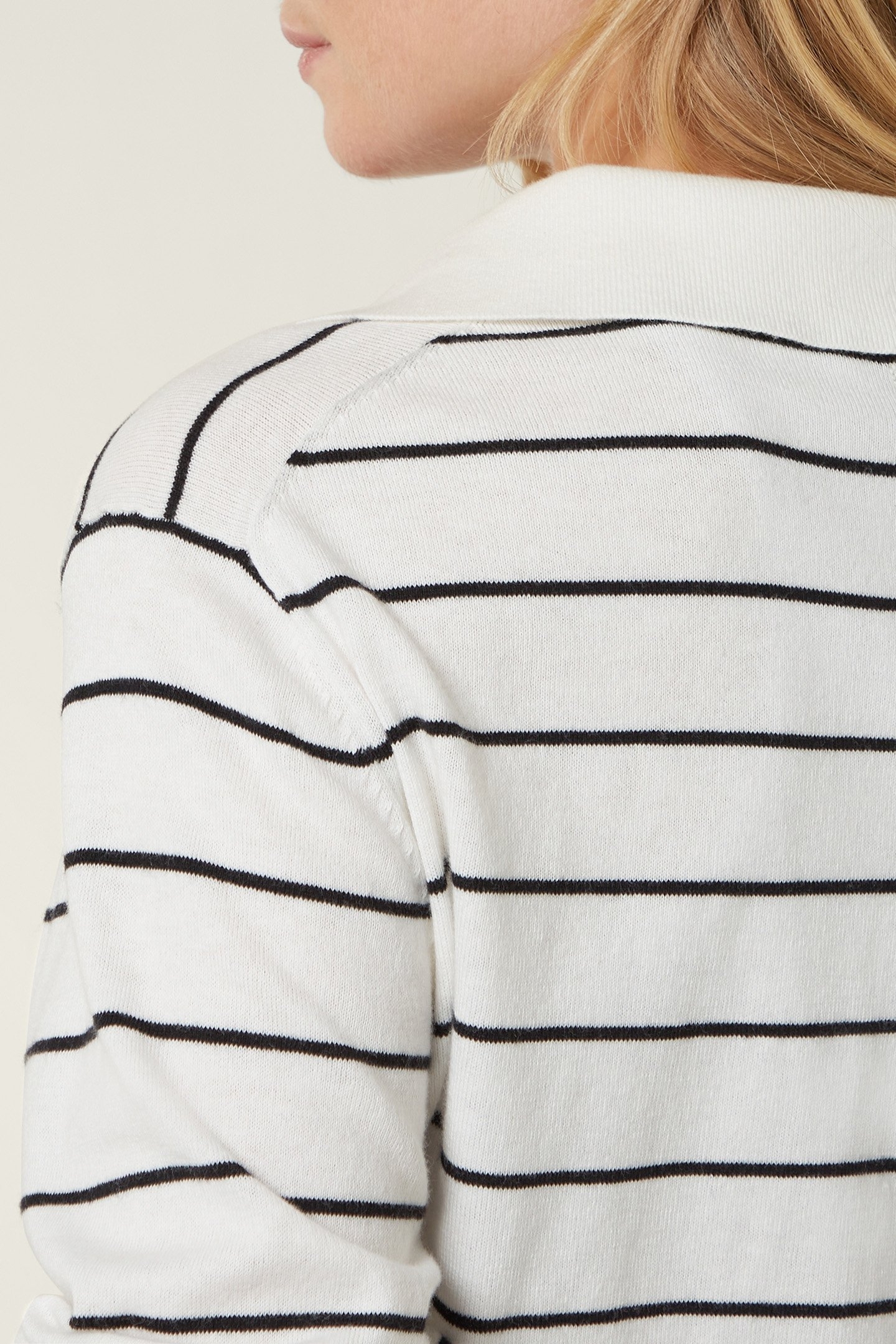 COLLAR SWEATER KNIT STRIPE ECRU 7