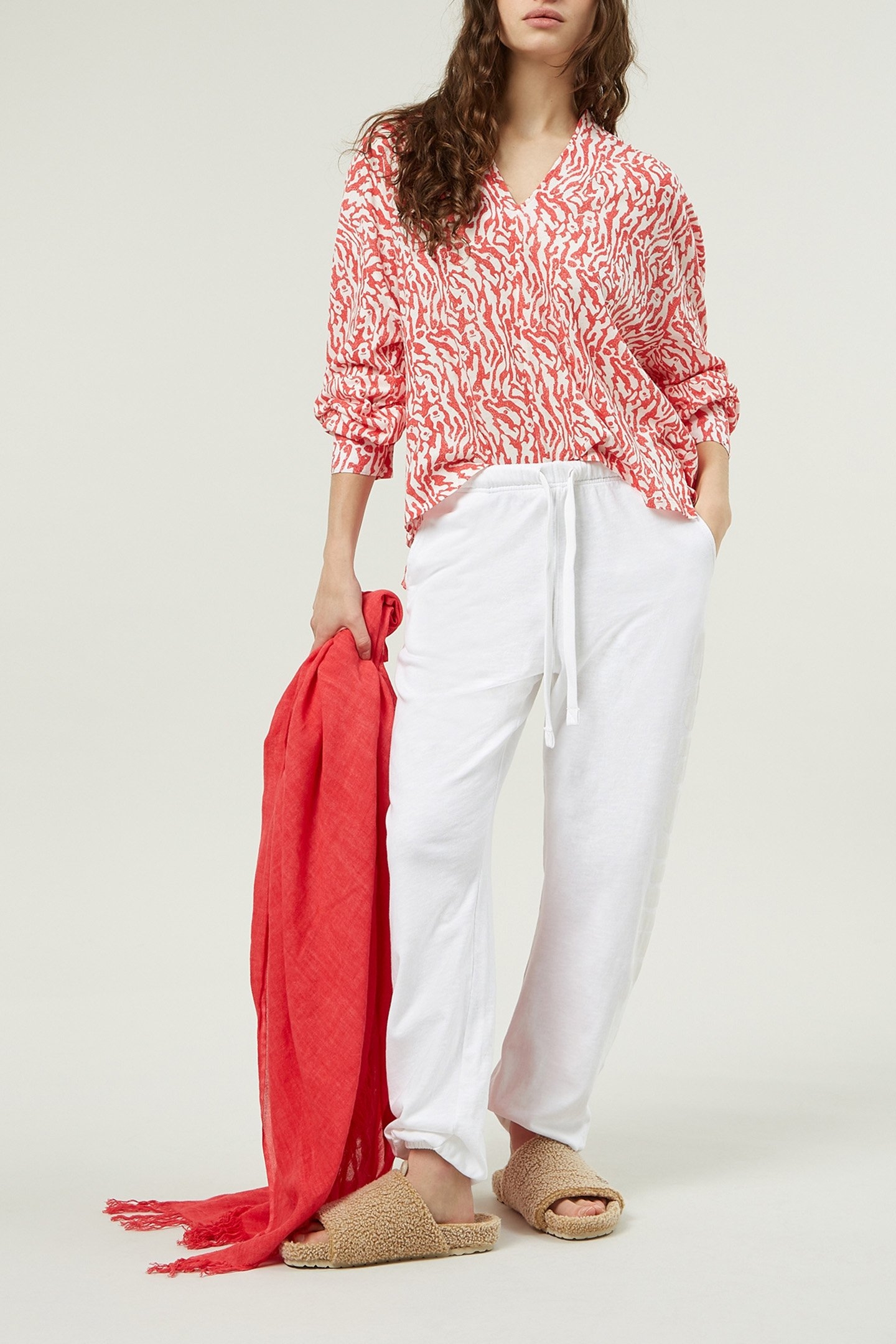 V-NECK BLOUSE ZEBRA JERSEY ECRU 2