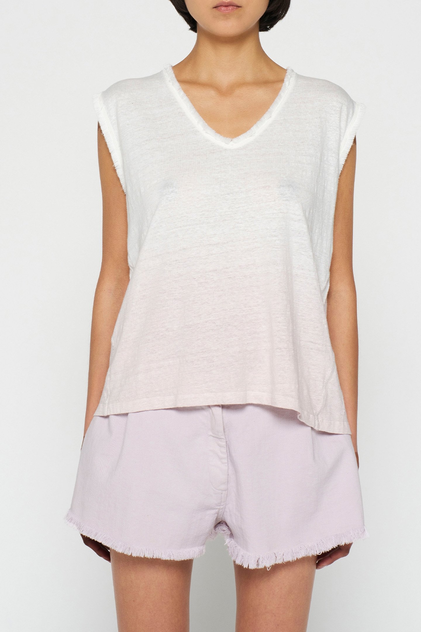 LINEN SINGLET DIP DYE PALE LILAC 1