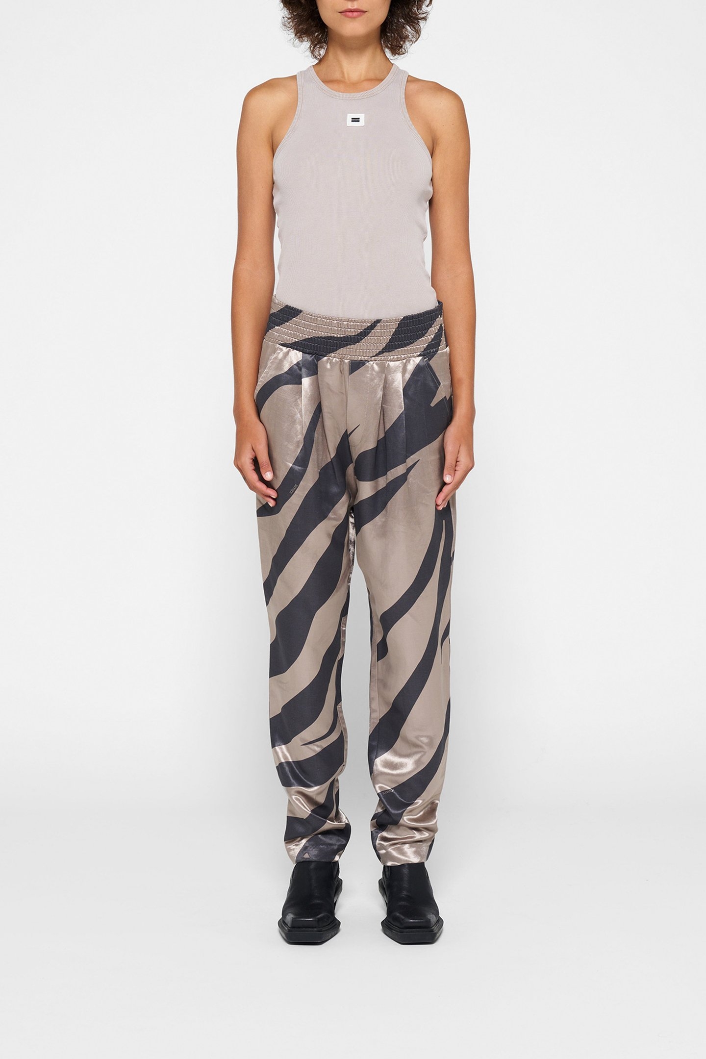 SATIN PANTS ZEBRA WARM TAUPE 2